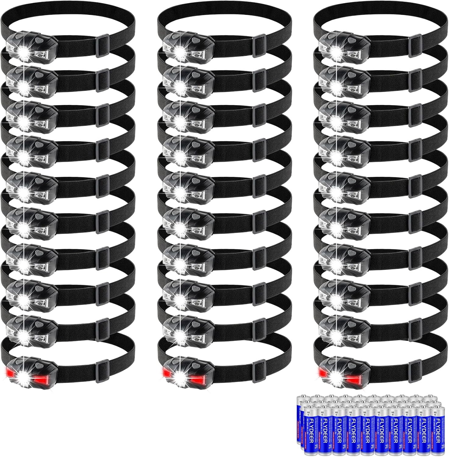 30-Pack LED Headlamp Red Light Perfect for Emergencies