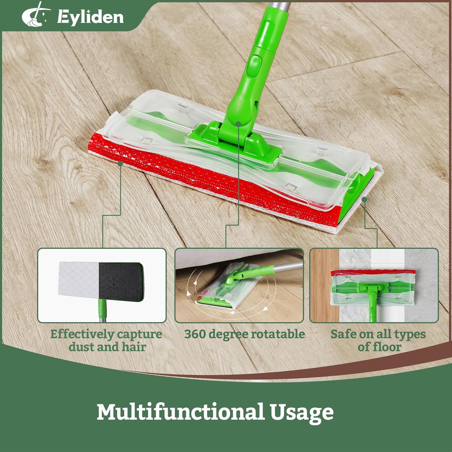 Eyliden Floor Mop Kit with 24 Refills