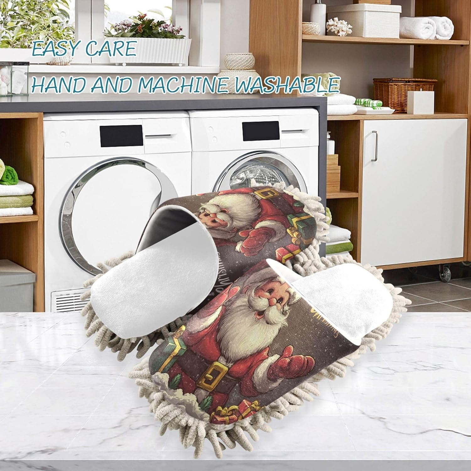 Santa Mop Slippers for a Tidy Home