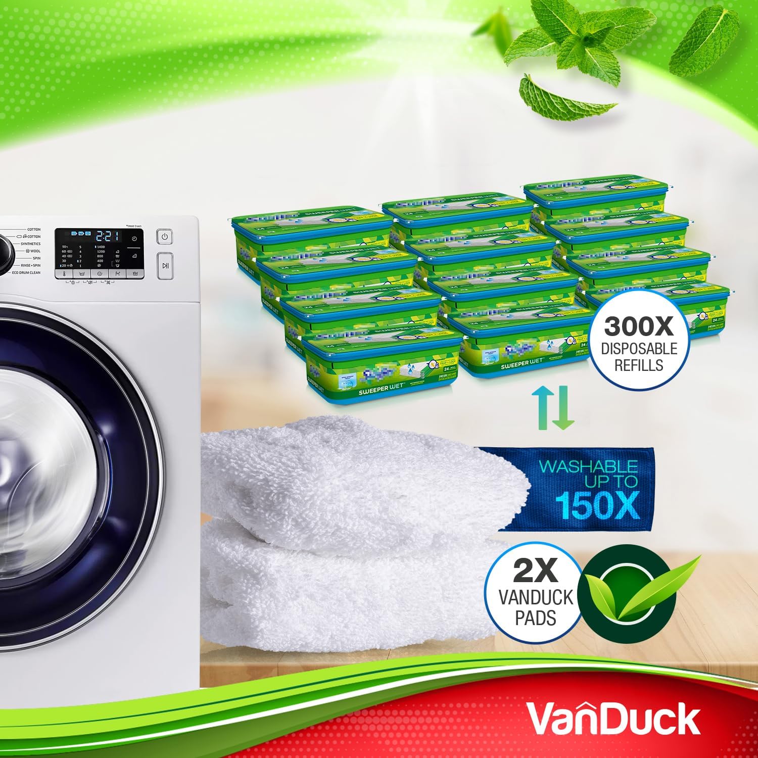 Reusable 100 Cotton Mop Pads VanDuck