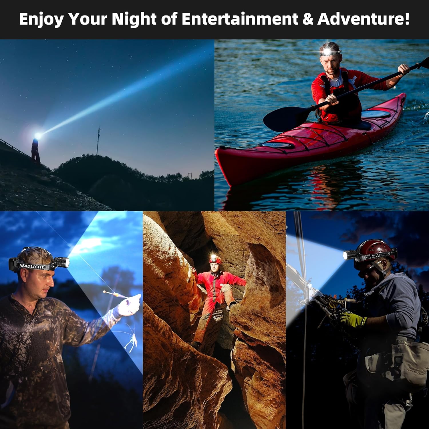 Zmoon 100000LM Rechargeable LED Headlamp