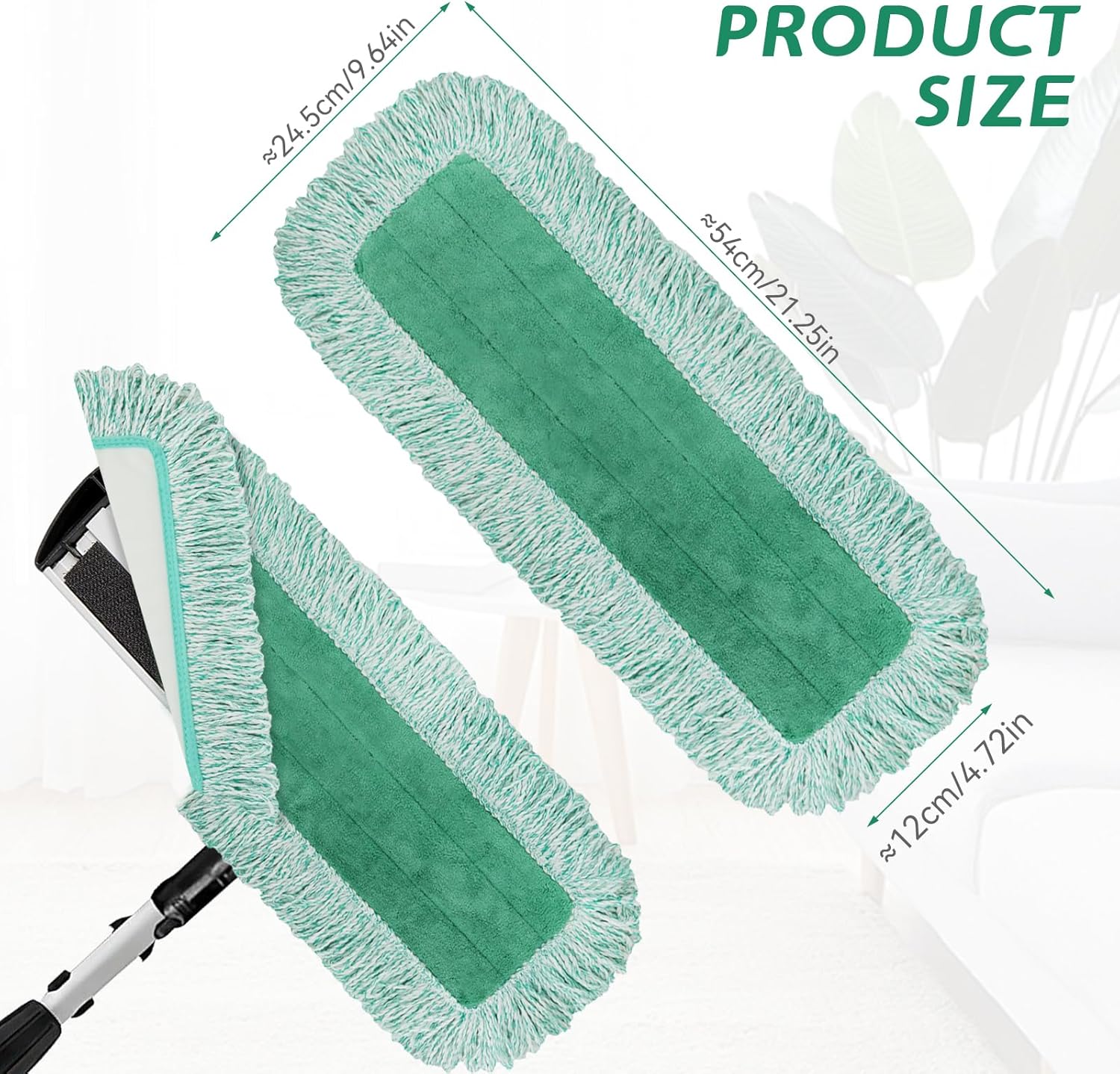 Green Microfiber Dust Mop Pads for Hardwood Tile and Laminate Floors