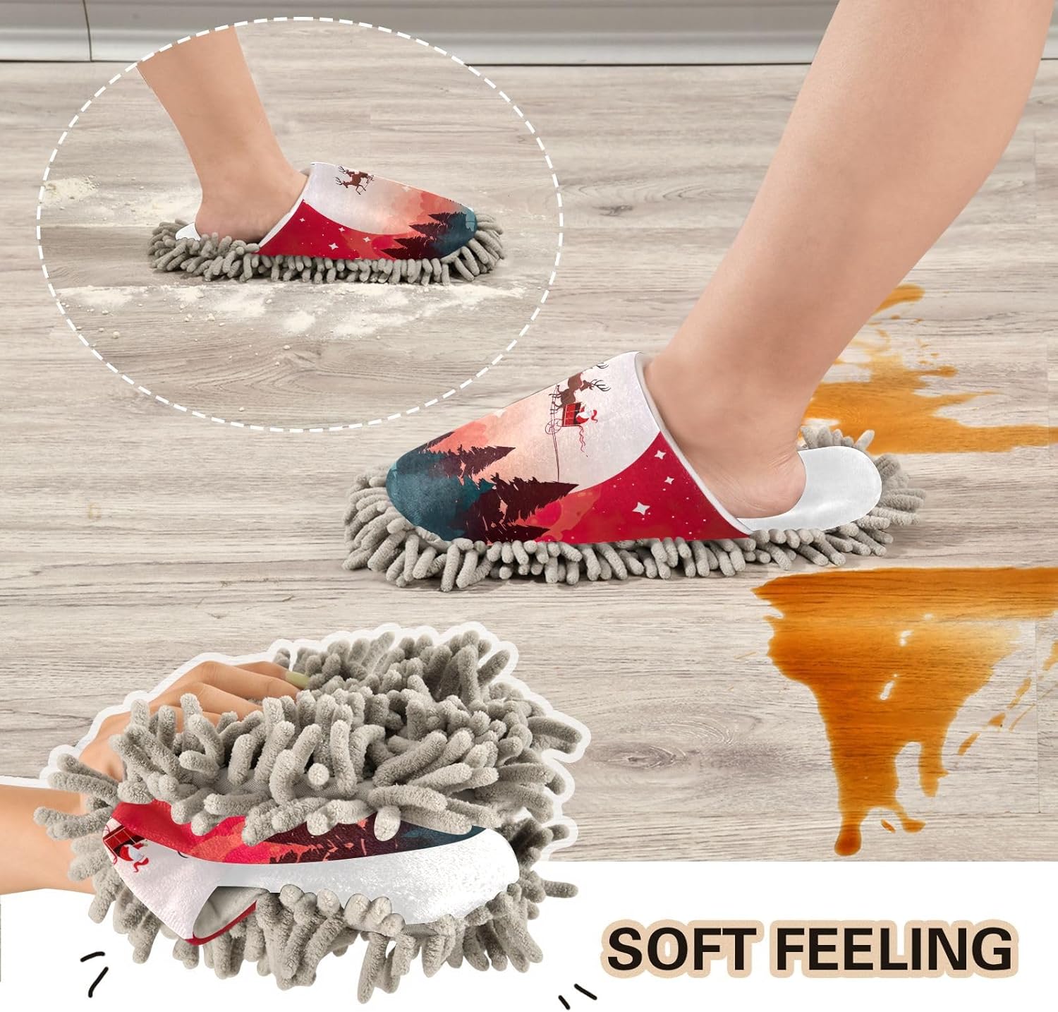 Chic Sleigh Elks Mop Slippers
