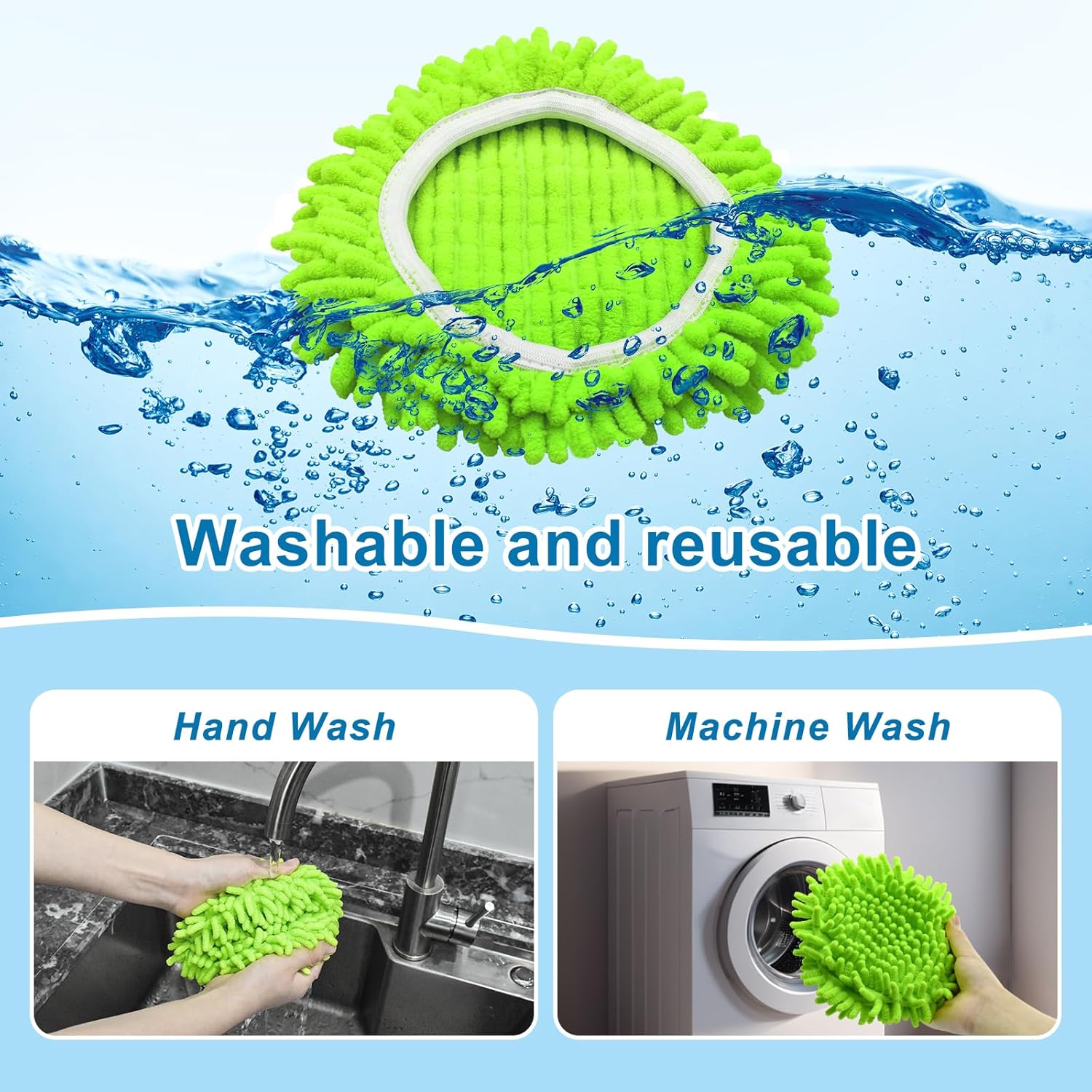 YuunaieChenille Mop Replacement for O Cedar System Soft Durable Mop Head Set