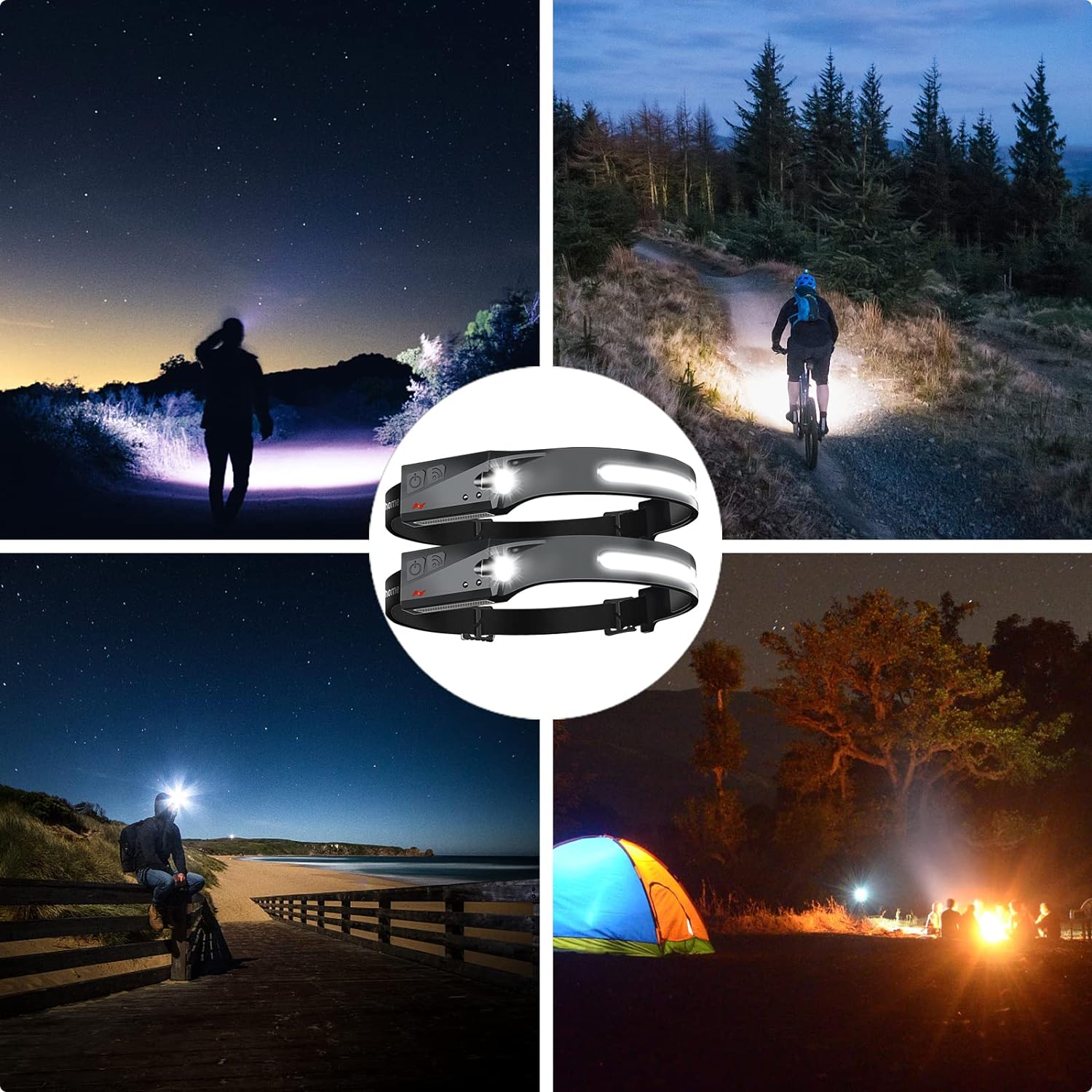 Aikertec Rechargeable 6 Modes Headlamp 230 Beam for Adults Kids