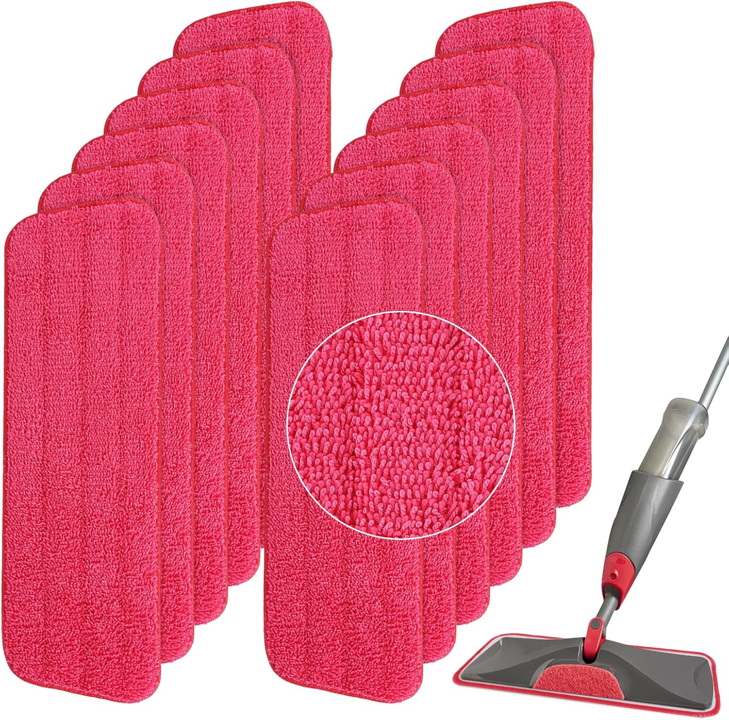 Replacement Microfiber Mop Pads for Rubbermaid Reveal Spray Mop - 12-Pack