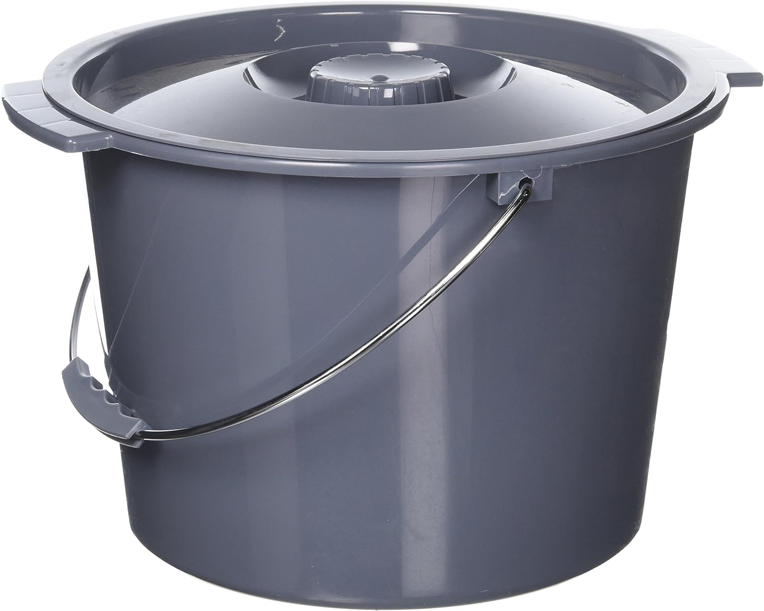Medline Commode Bucket with Lid Handle 2 Gallon Dark Gray Capacity