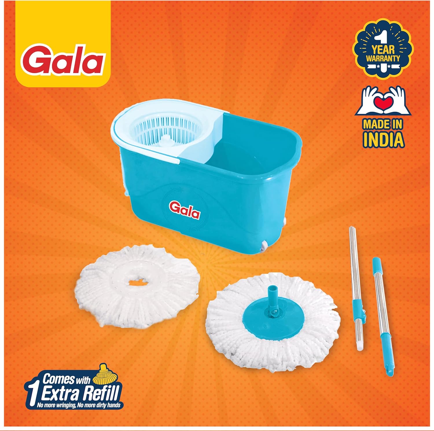 Gala e-Quick Spin Mop Set with Microfiber Refills