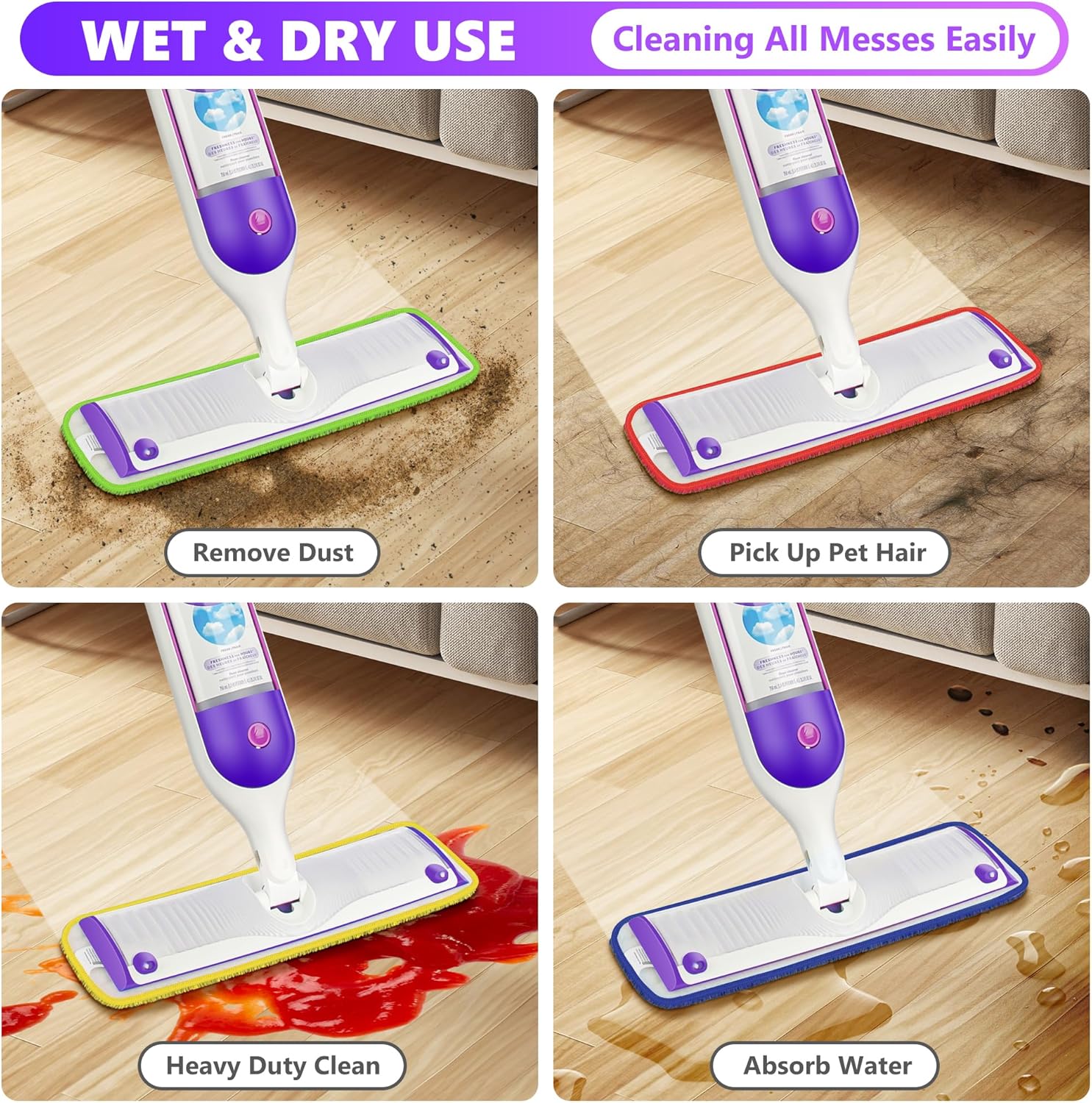 Eco-Friendly 6-Pack Mop Pads for 13-15 Mops