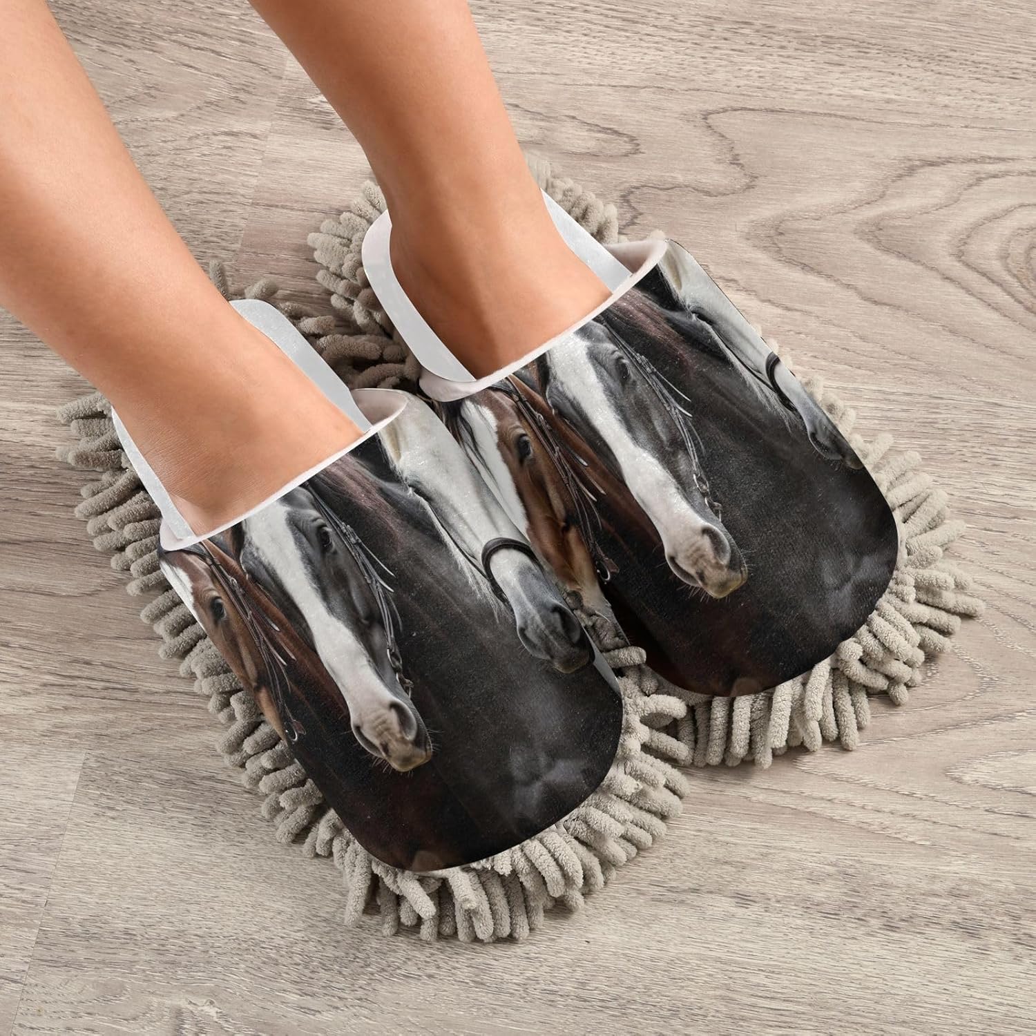 RunningBear White Watercolor Mop Slippers for Home