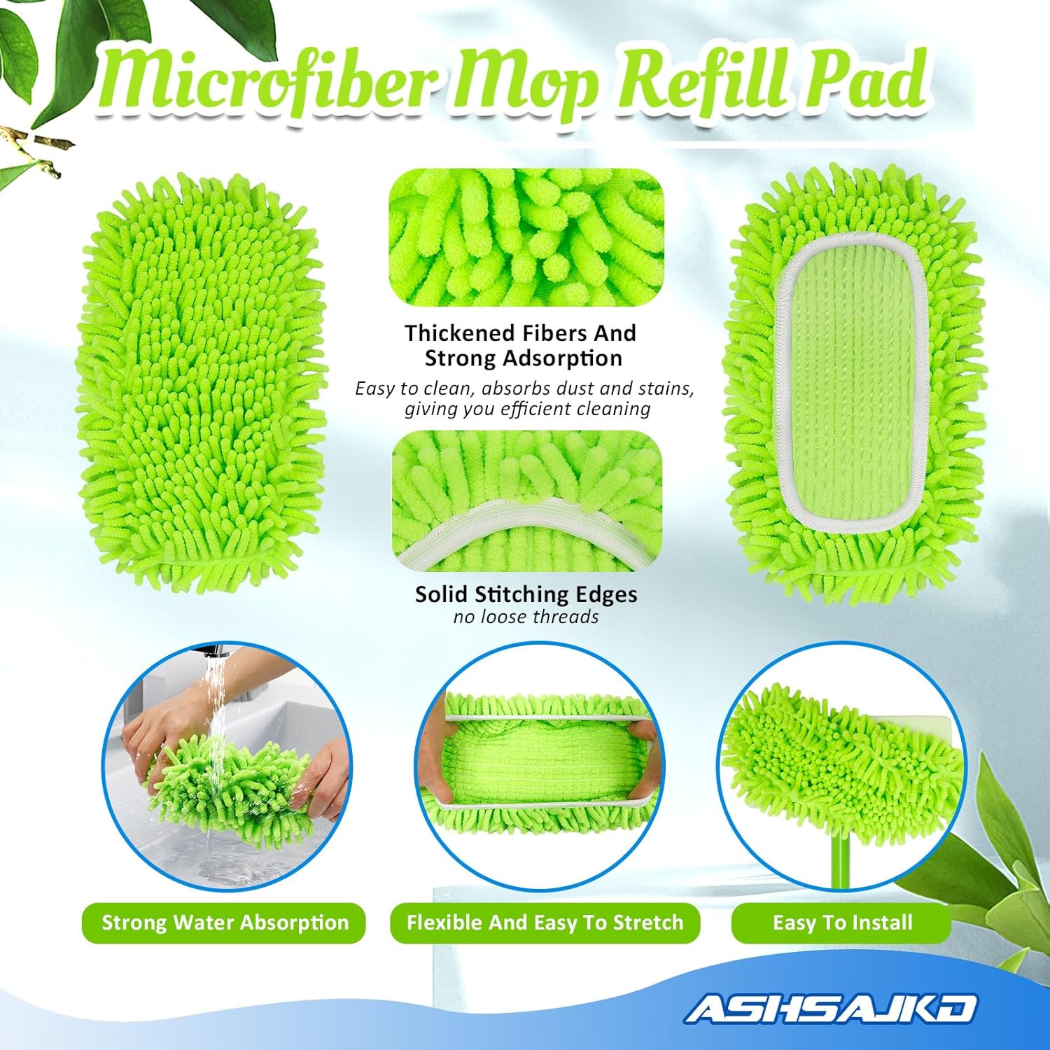 Reusable Microfiber Mop Pads 8-Pack for Swiffer Sweeper Soft Durable