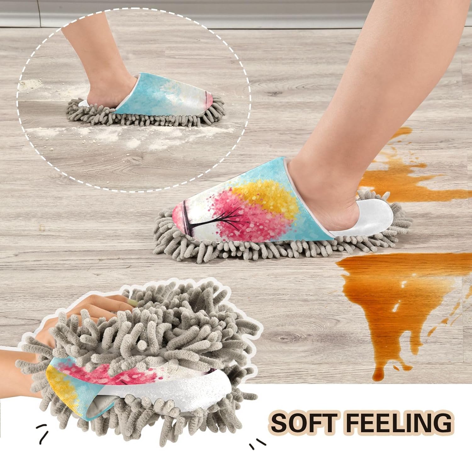 White Blue Eco-Friendly Mops Slippers for Kitchen Cleaning
