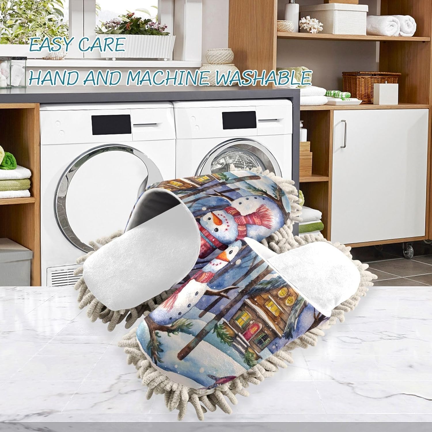 RunningBear White House Snowman Mop Slippers