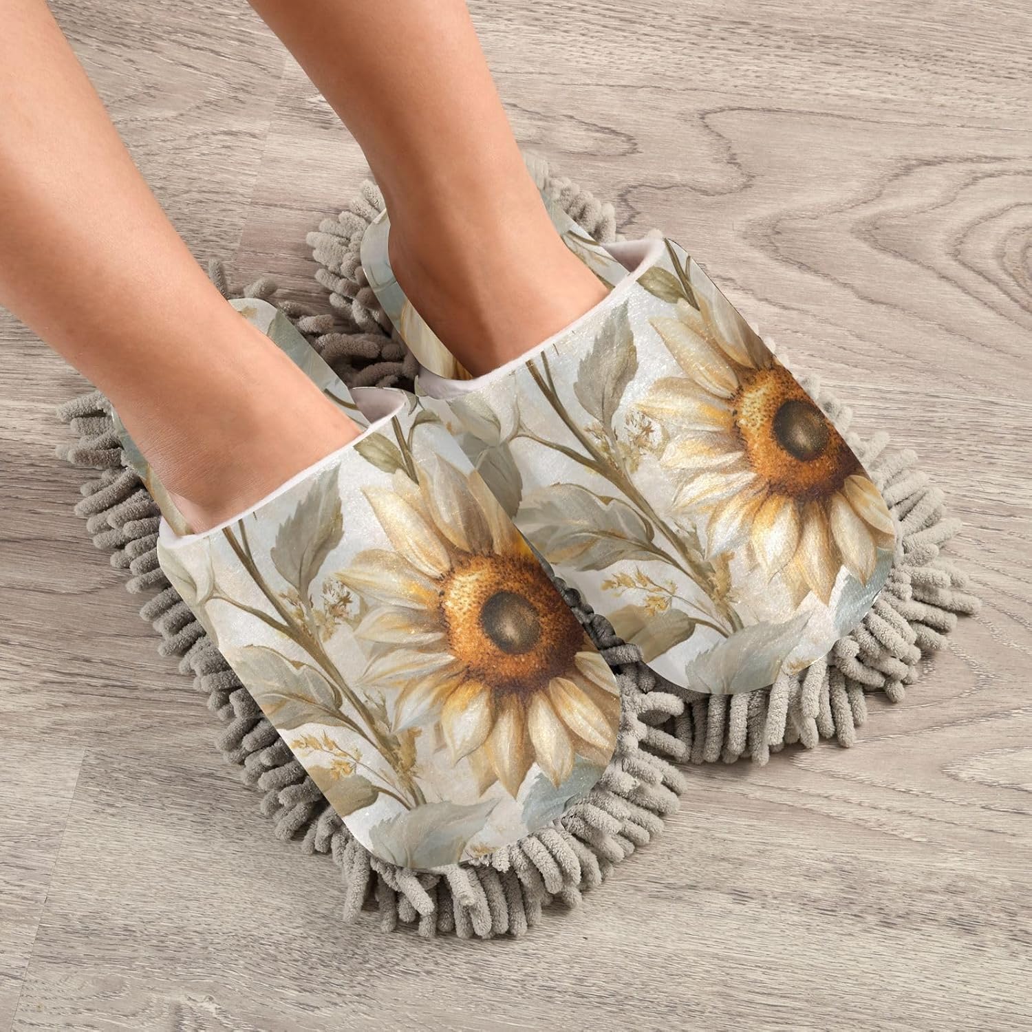 Elegant Sunflowers Microfiber Slippers