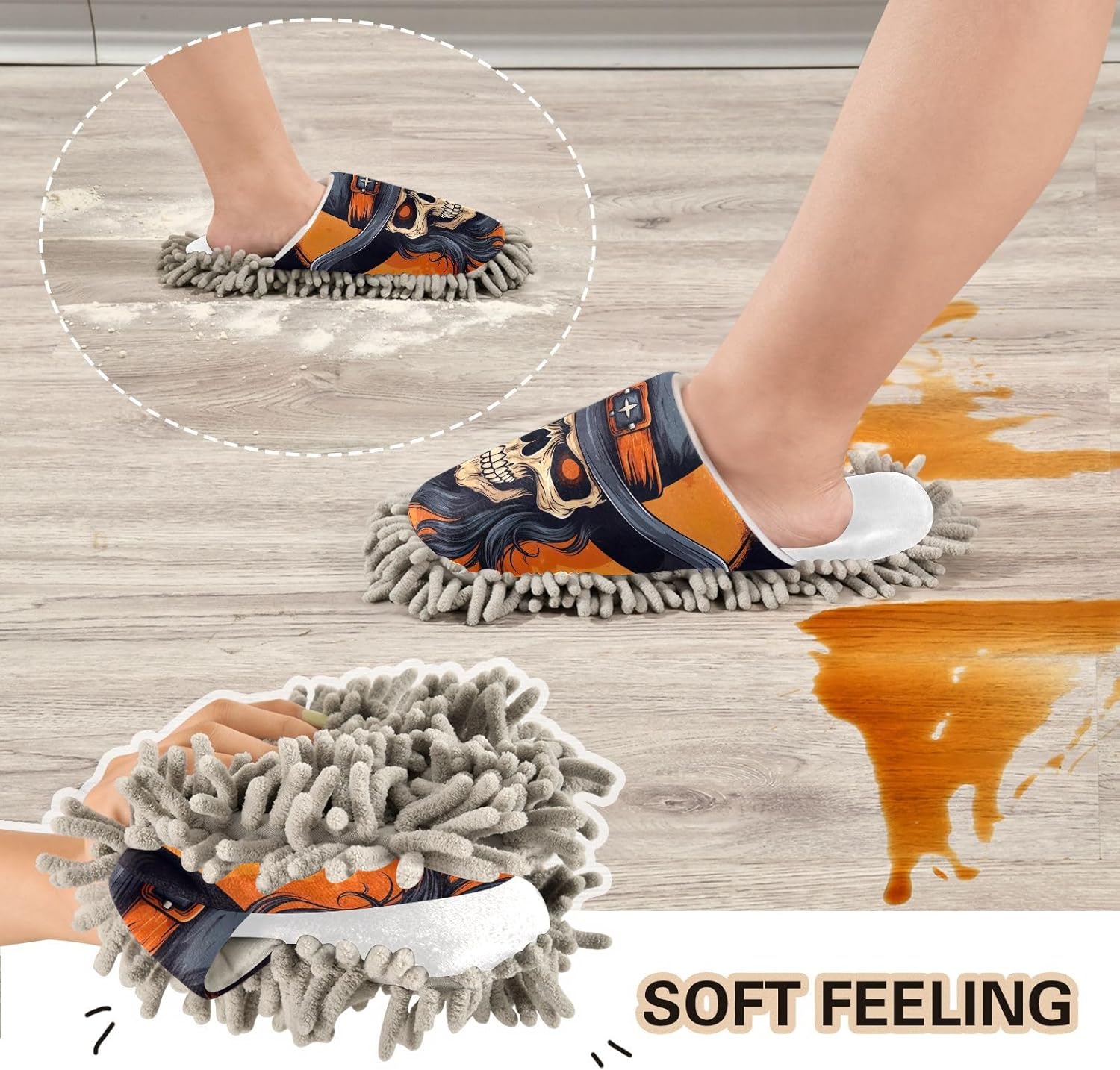 White Cowboy Skull Replacement Mop Slippers for Kitchen