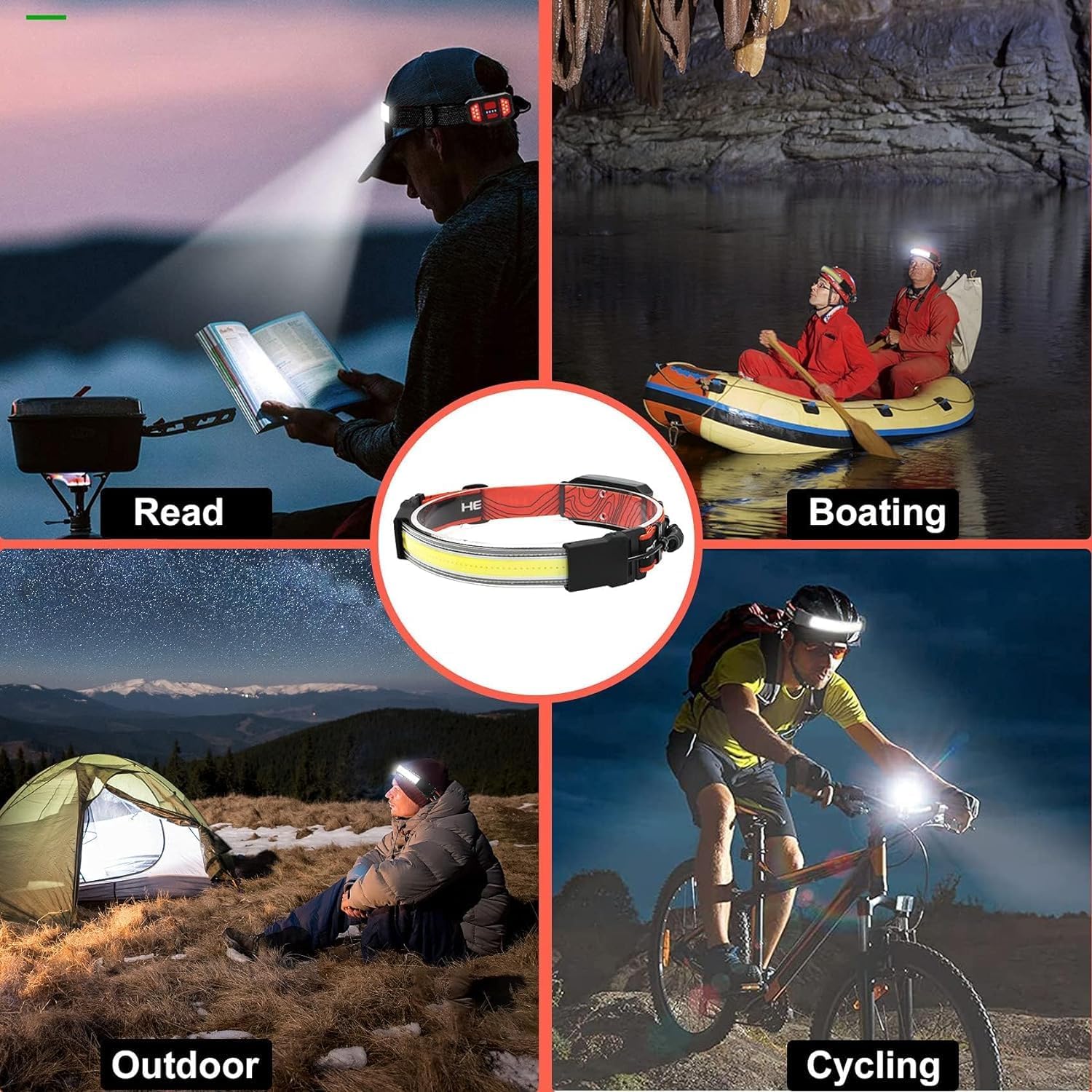 Aikertec Rechargeable Headlamp 4-Pack waterproof bright