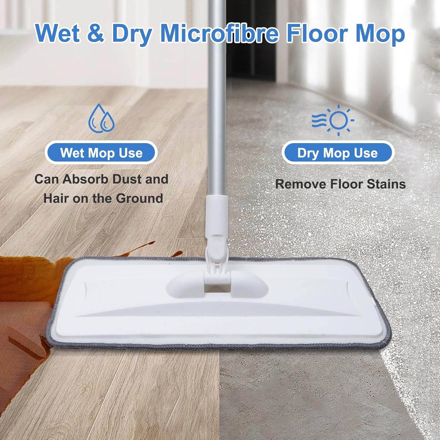 Portable Extendable Microfiber Mop for Wet Dry Use