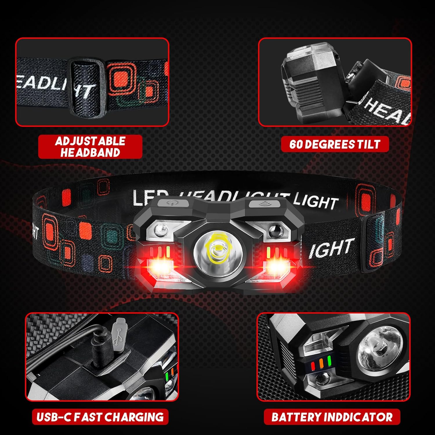 Northlet Rechargeable Headlamp 6-Pack 3000 LUMEN HEADLIGHT FOR OUTDOORS