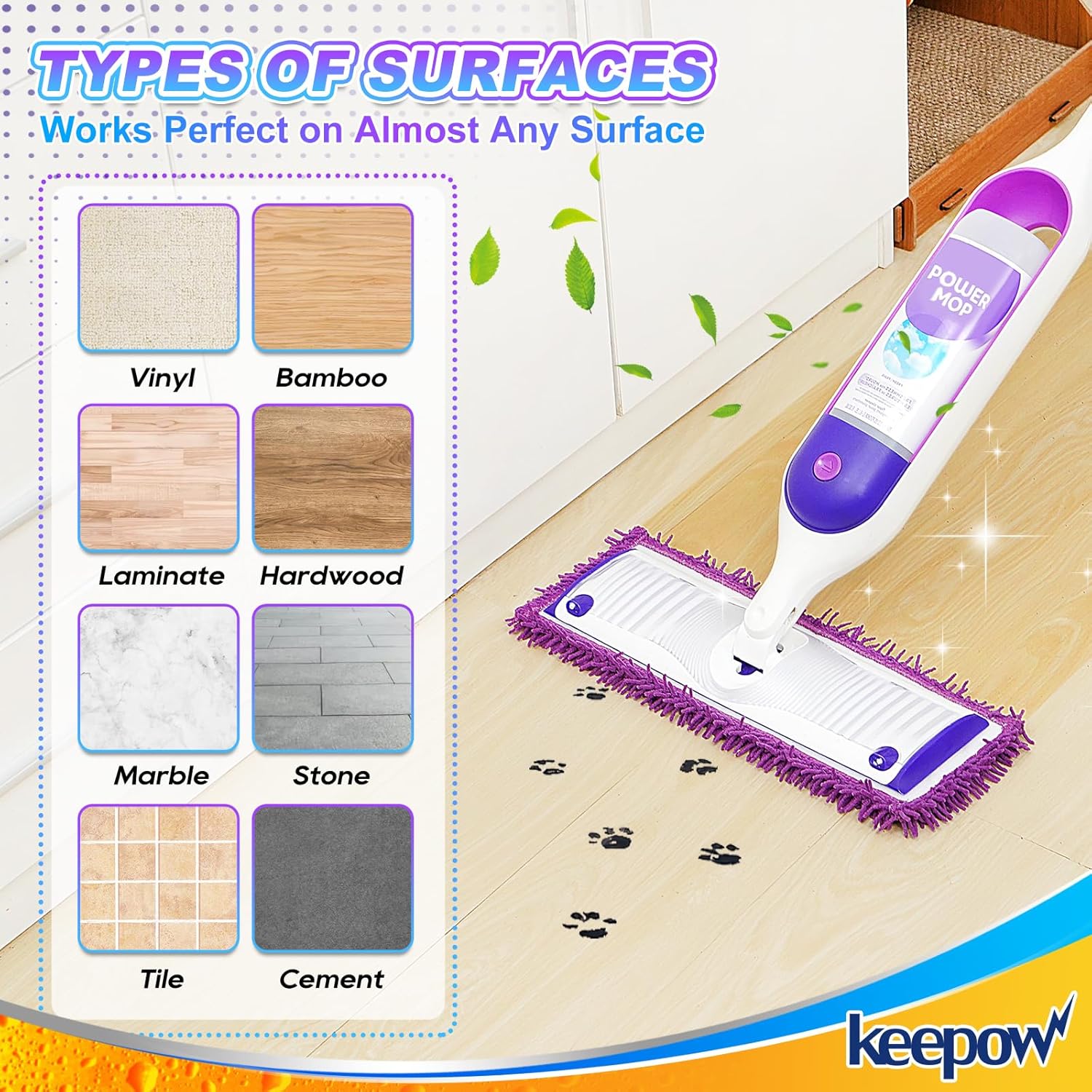 Keepow Reusable Power Mop Refill Pads