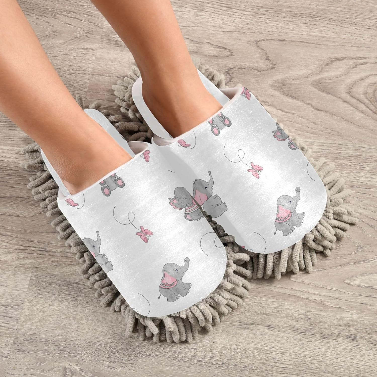 Kigai Microfiber Slippers - Great for Mopping with Elephant Design