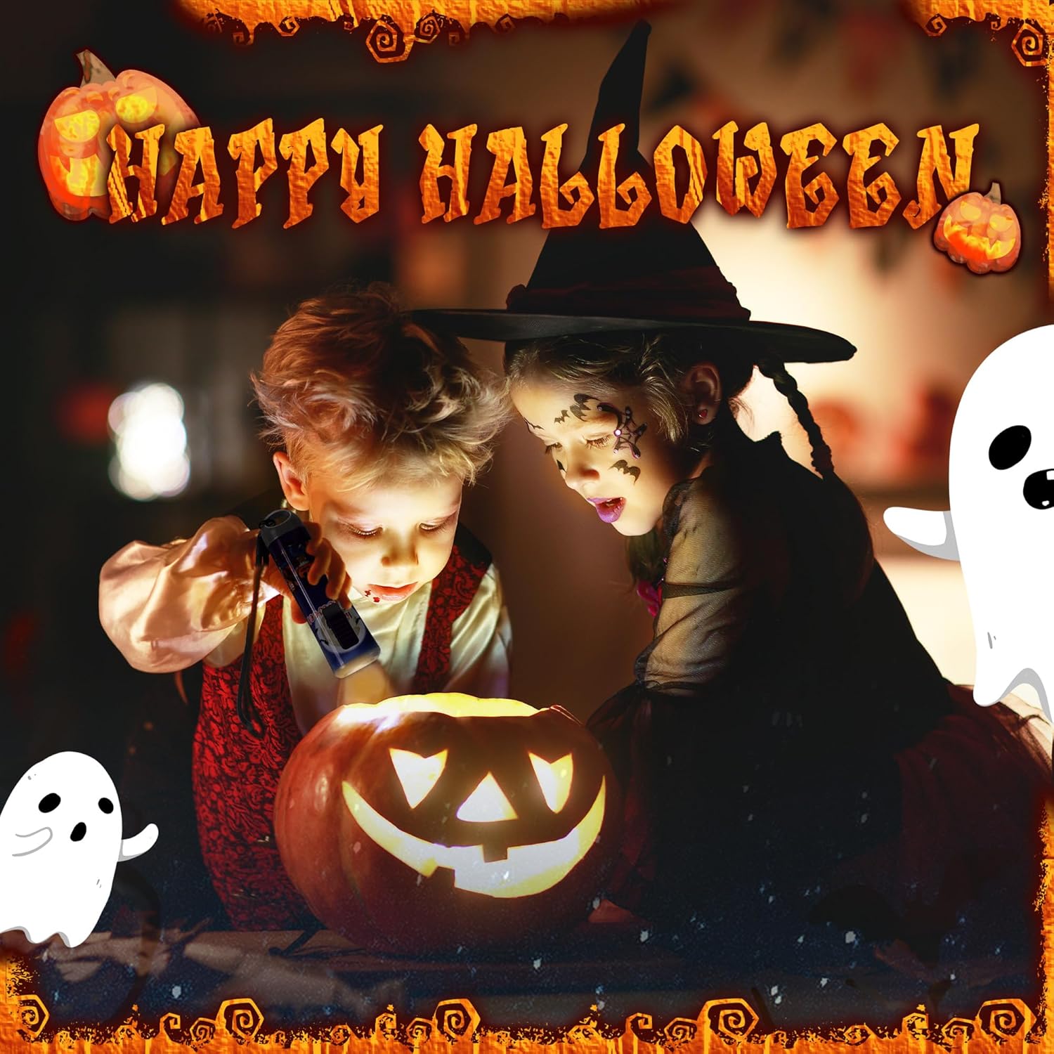 EverBrite Halloween Lantern Headlamp Set 2 of Each with Flashlight