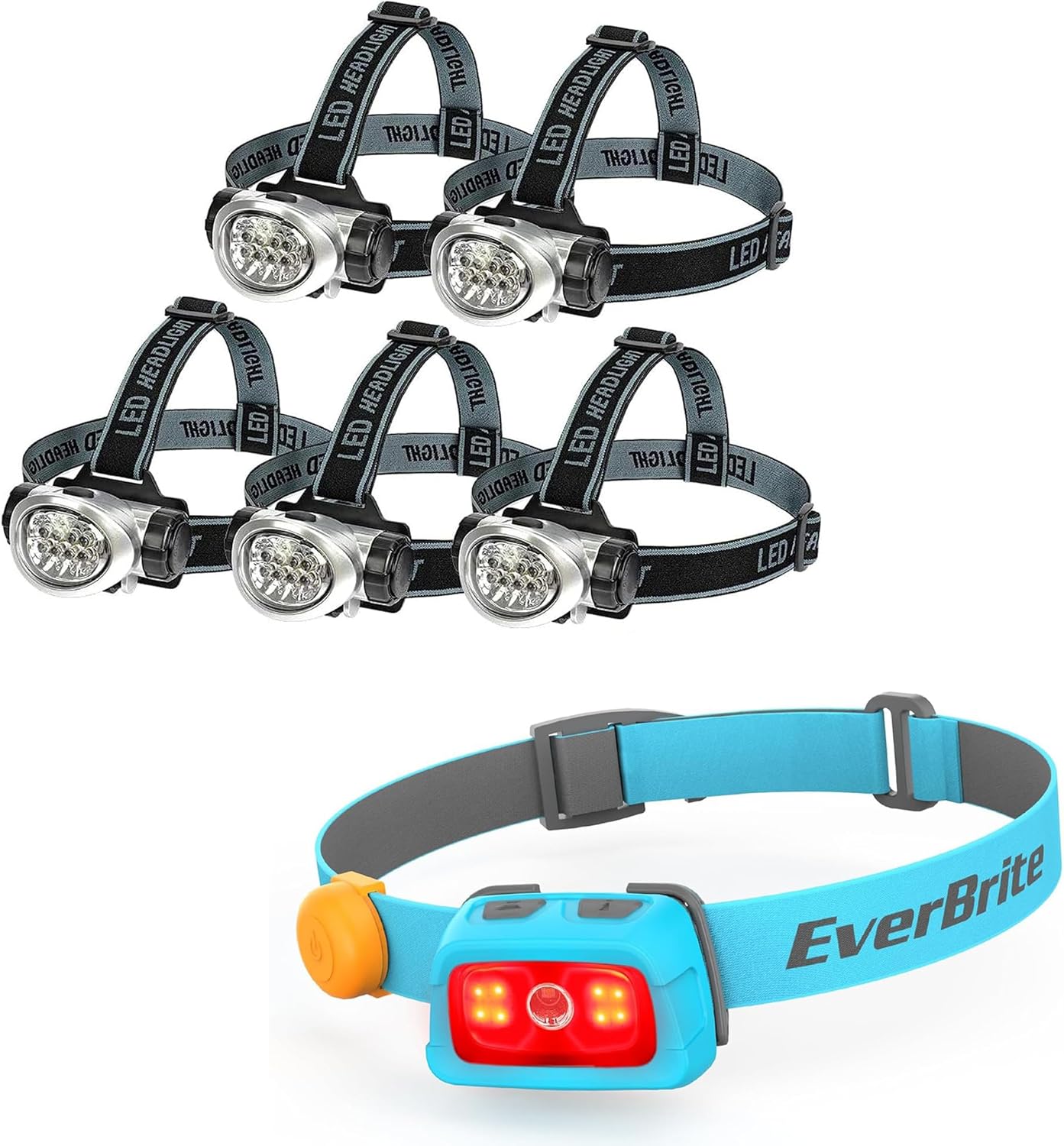 5-Pack Rechargeable LED Headlamps for Outdoor Use