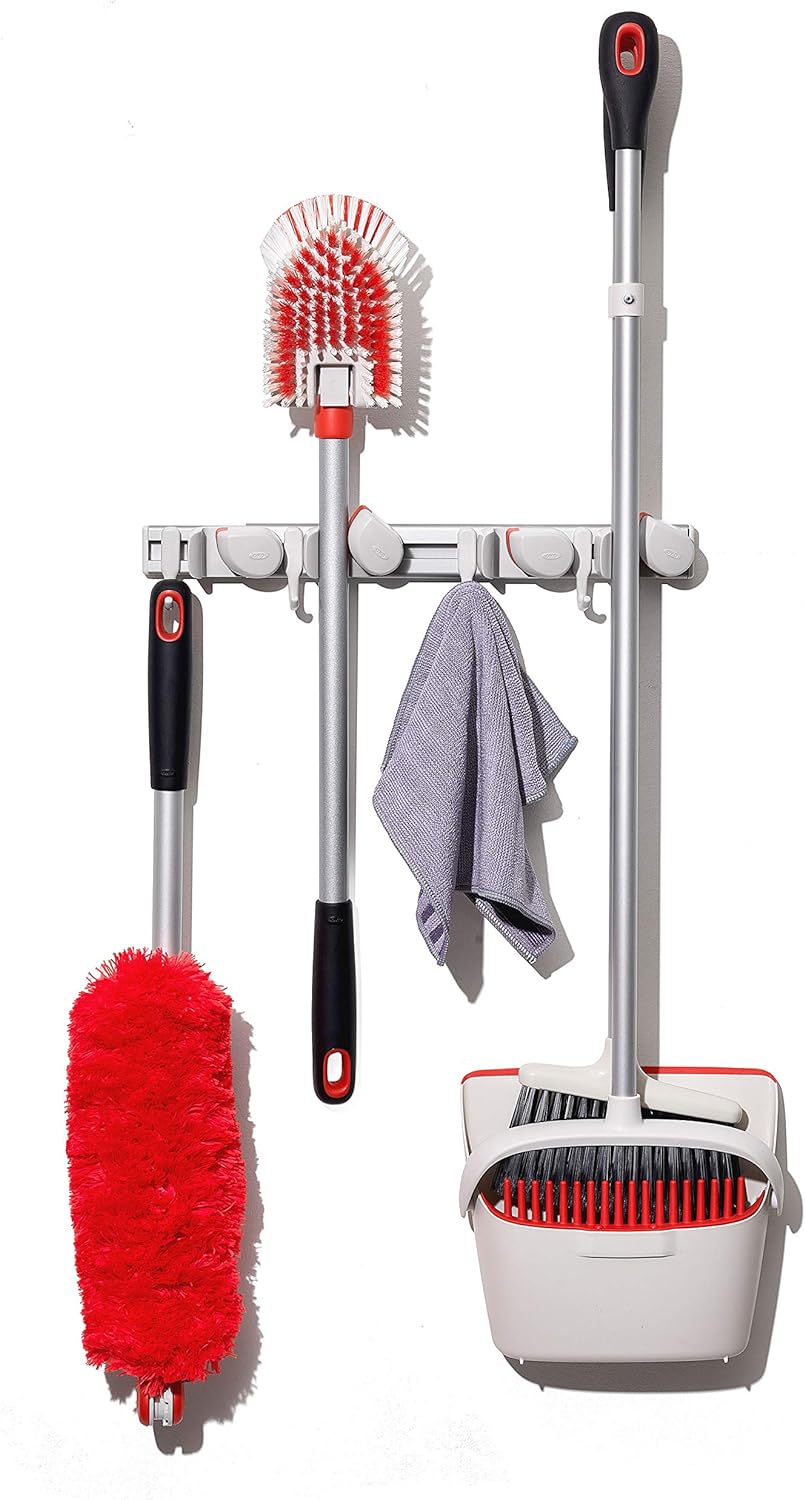 OXO Good Grips Wall-Mounted Mop and Broom Organizer with Delicate Duster