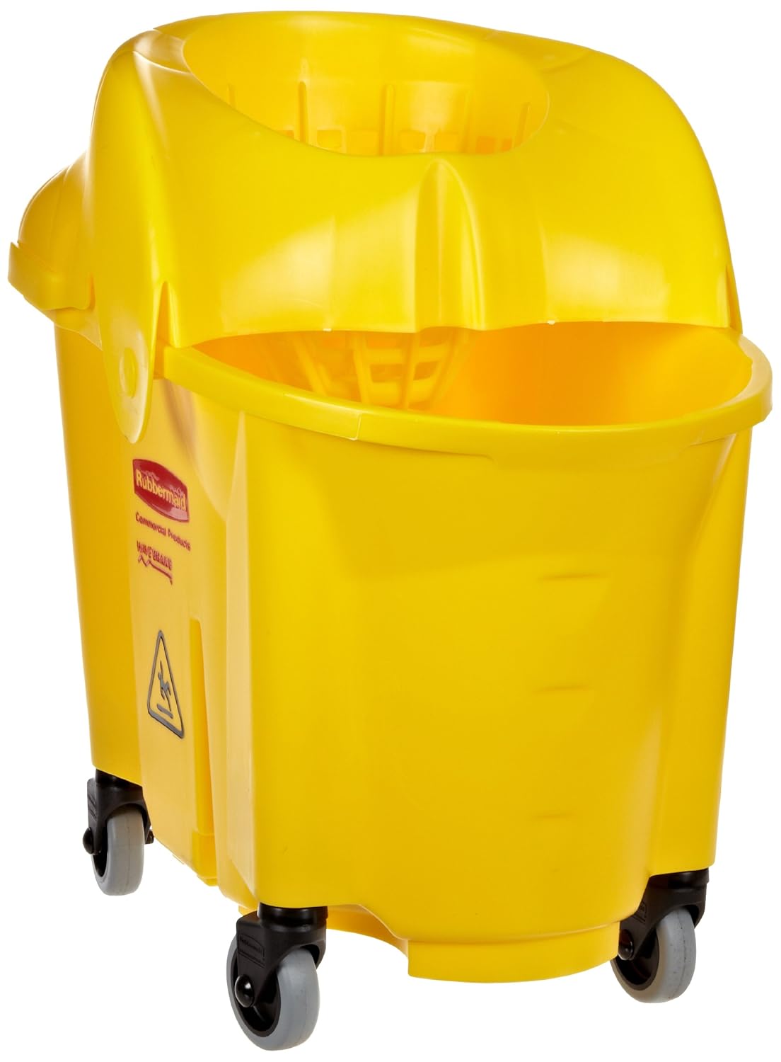 Rubbermaid WaveBrake 35QT Bucket and Wringer Combo on Wheels Yellow Heavy Duty