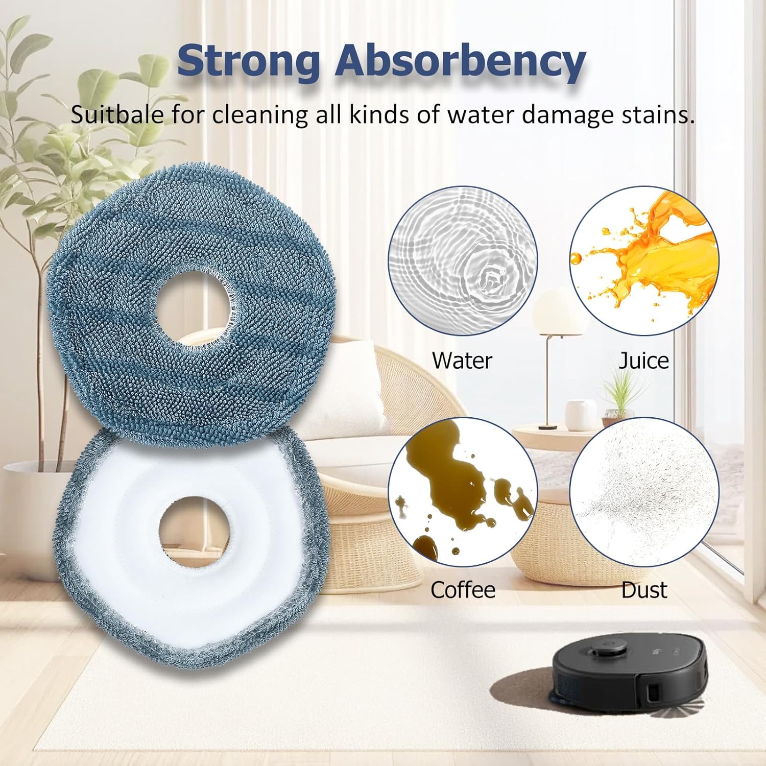 6-Piece Upvote Mop Pads for X10 Pro Omni Robot Vacuum