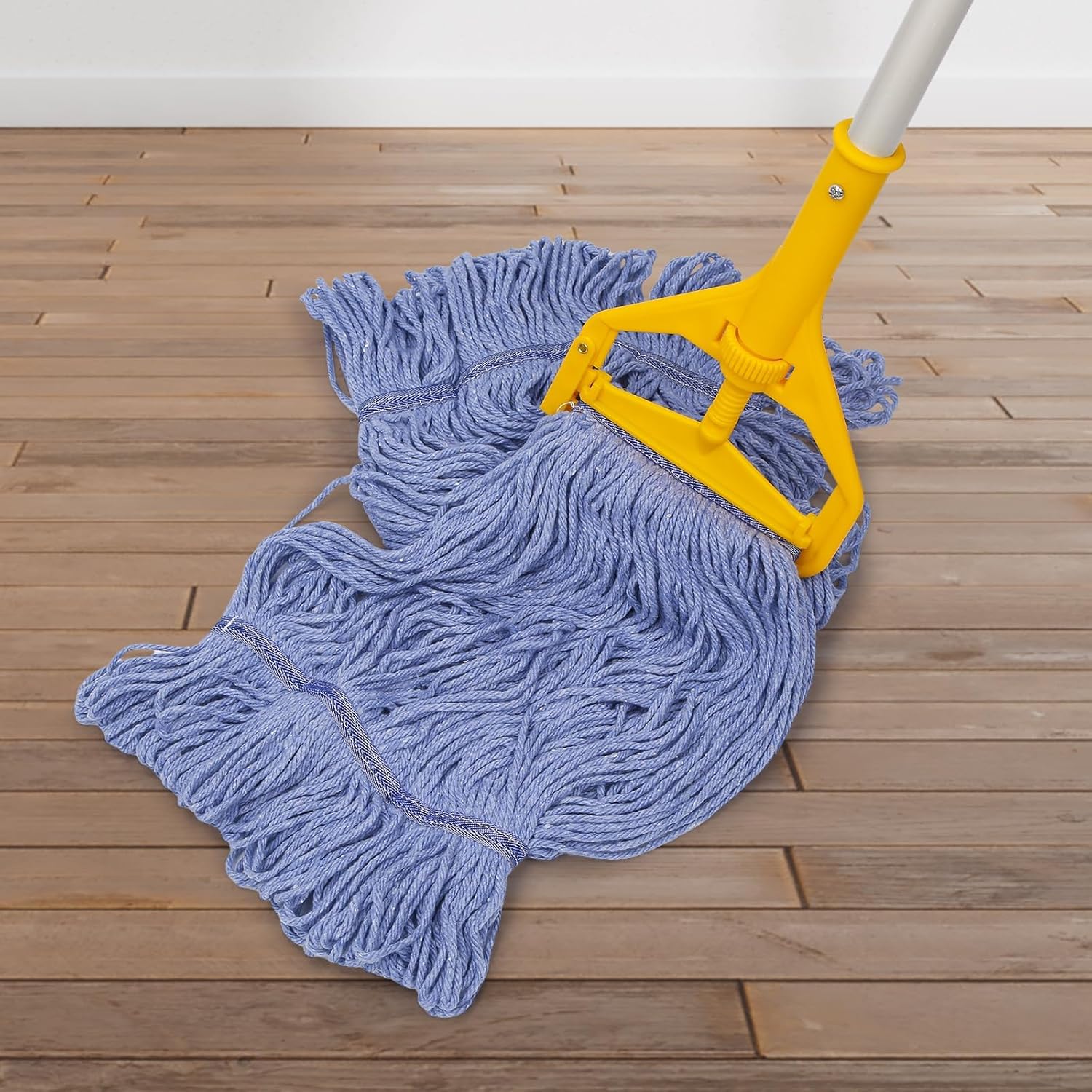 3-Piece Heavy Duty Mop Heads Blue Cotton Replacement Commercial Grade