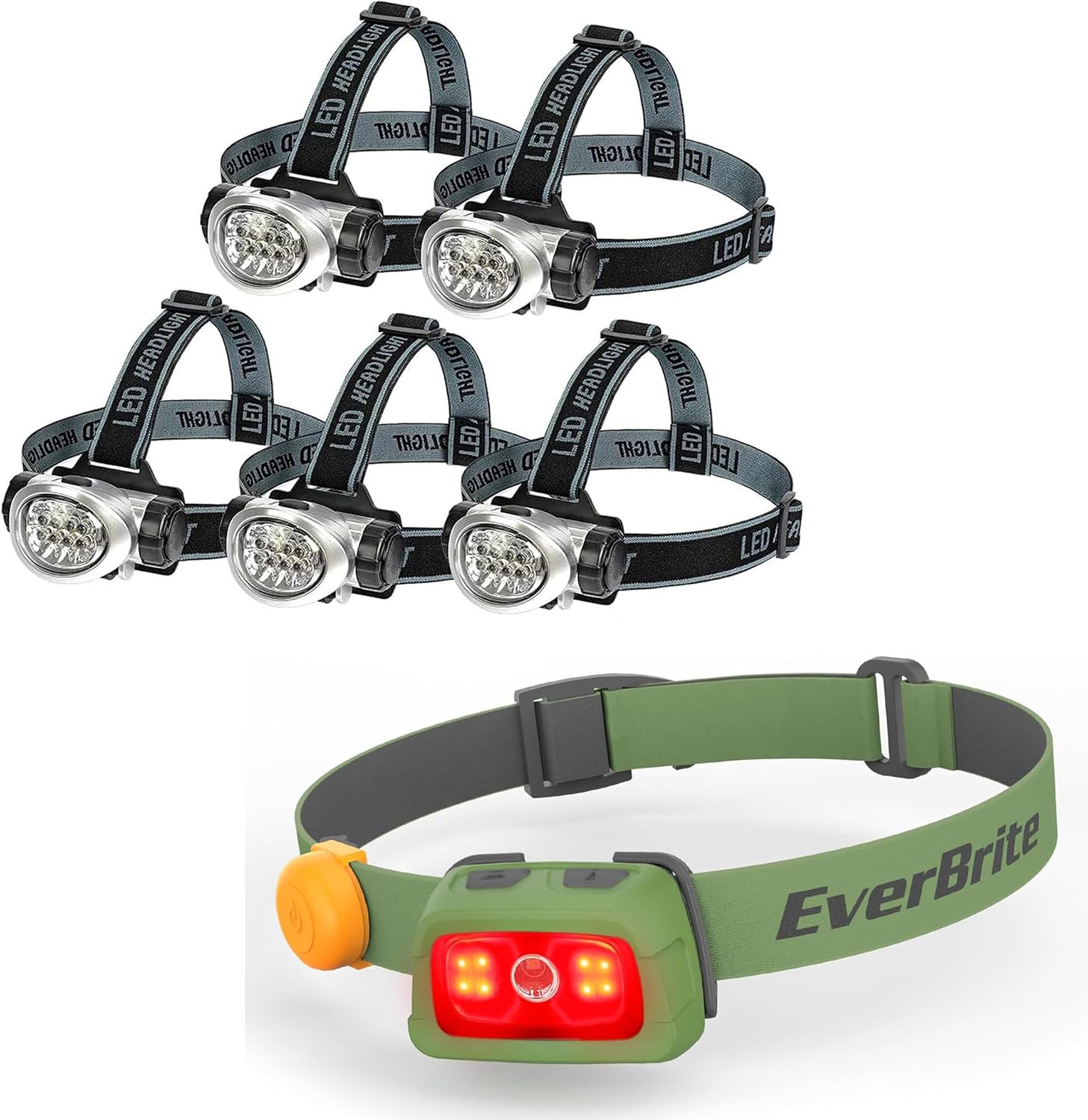 bright powerful 5-pack reustainable led headlamp
