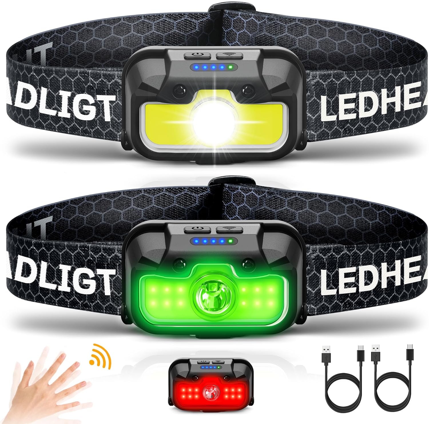 1300 Lumen Rechargeable Headlamp Ultra-Brightadjustable waterproof