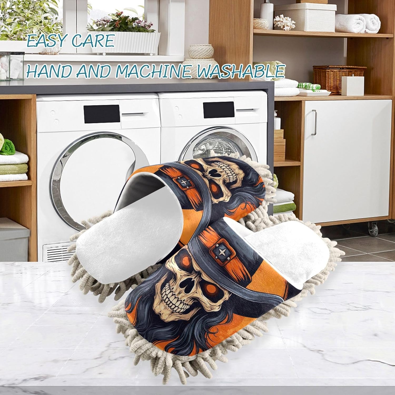White Cowboy Skull Replacement Mop Slippers for Kitchen