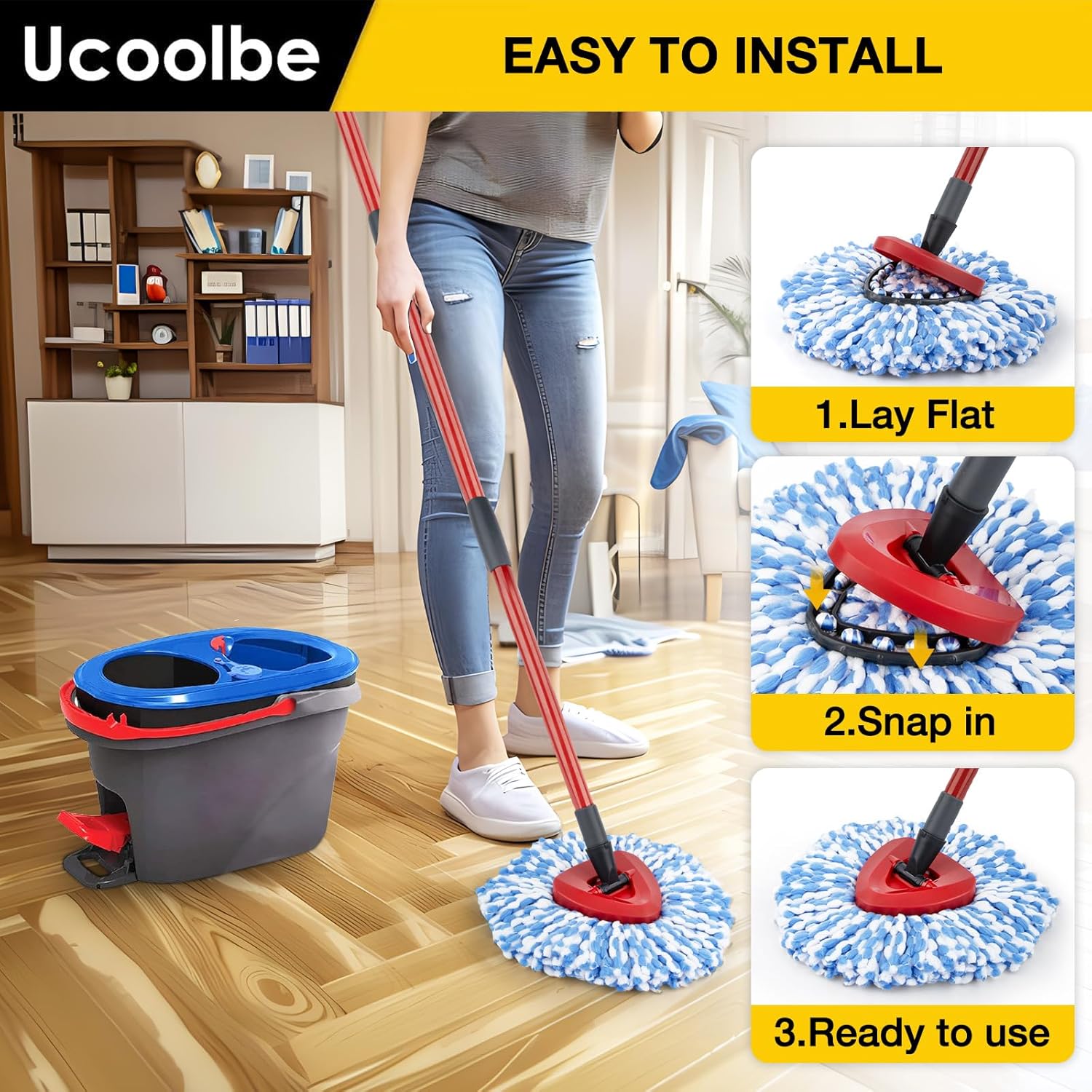 Ucoolbe Replaceable Spin Mop Heads 4 Pack