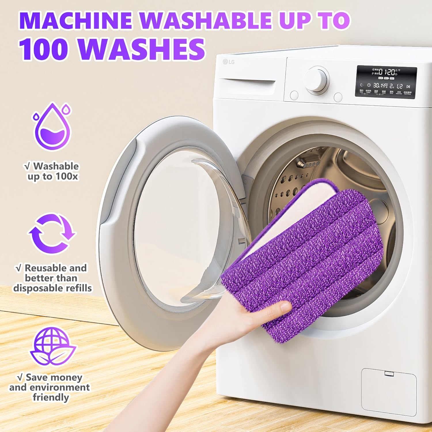 ILAVCOOL 6-Pack Reusable Mop Pads for Swiffer PowerMop Wood Floors