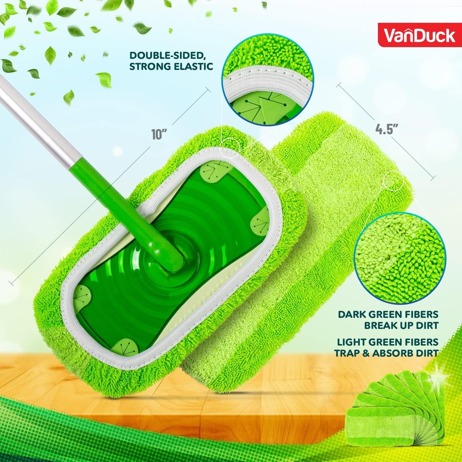 VanDuck Reusable Mop Pads 4-Pack for Swiffer Sweeper