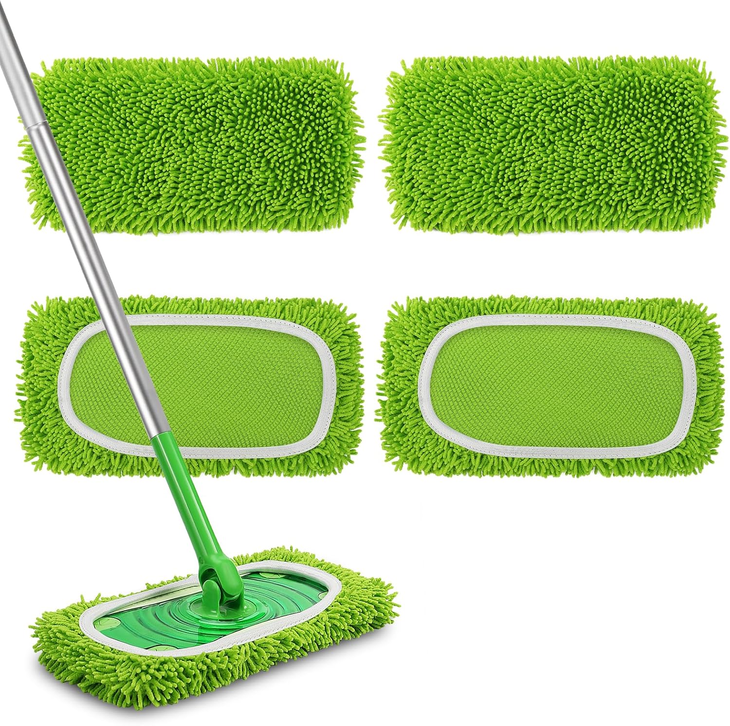 MEETI Set of 4 Reusable Microfiber Mop Pads
