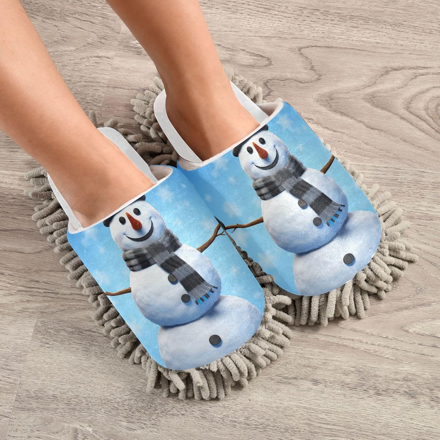 Cozy Snowman Mop Slippers for Office Home
