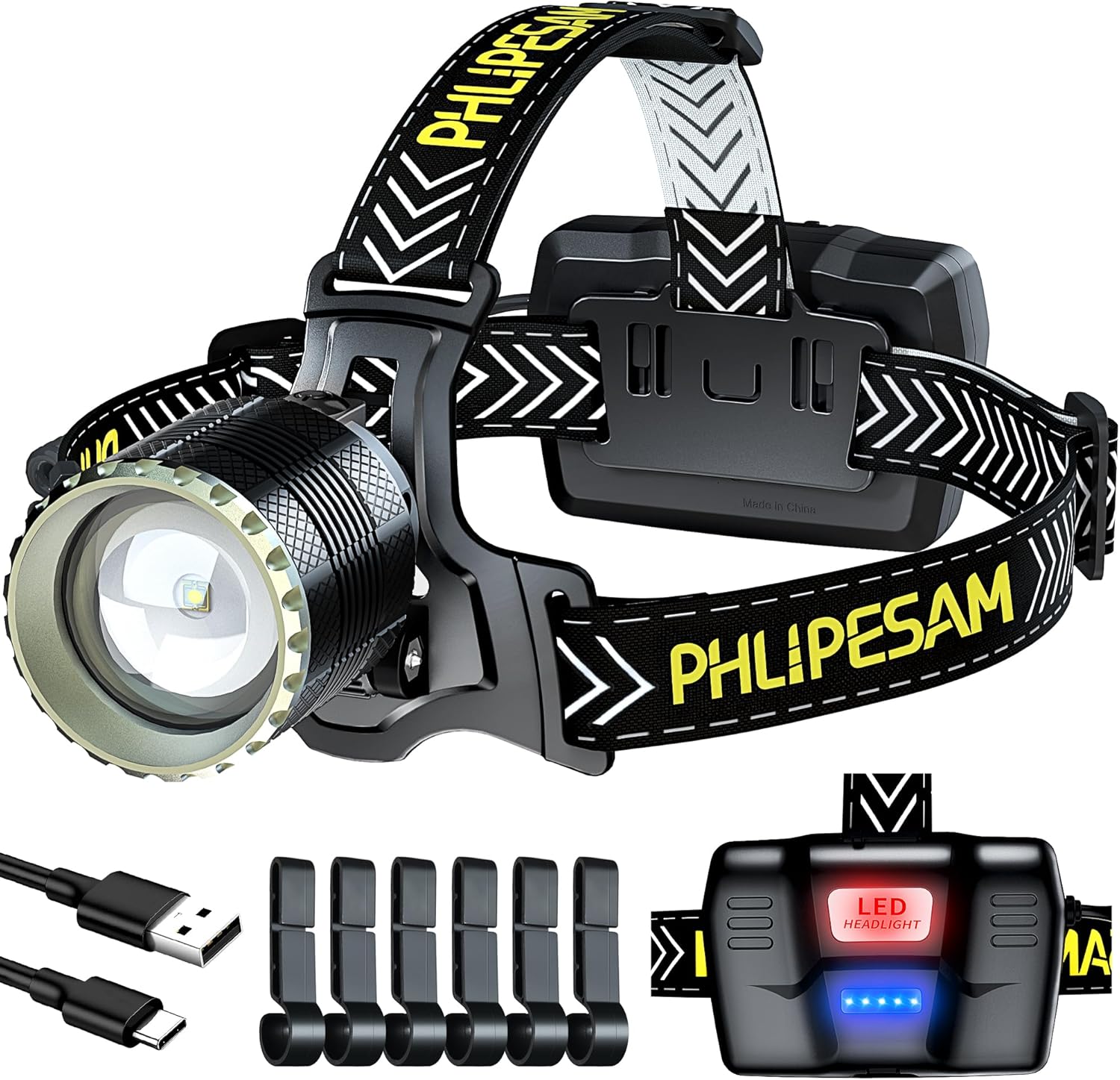 150000 Lumens Rechargeable Headlamp for Adults