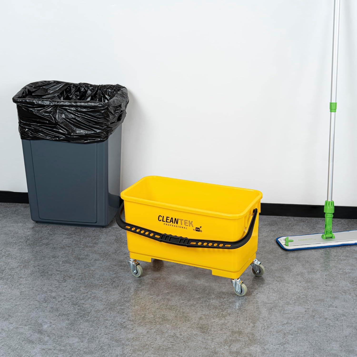 Restaurantware 25 Qt Yellow Mop Bucket with Casters