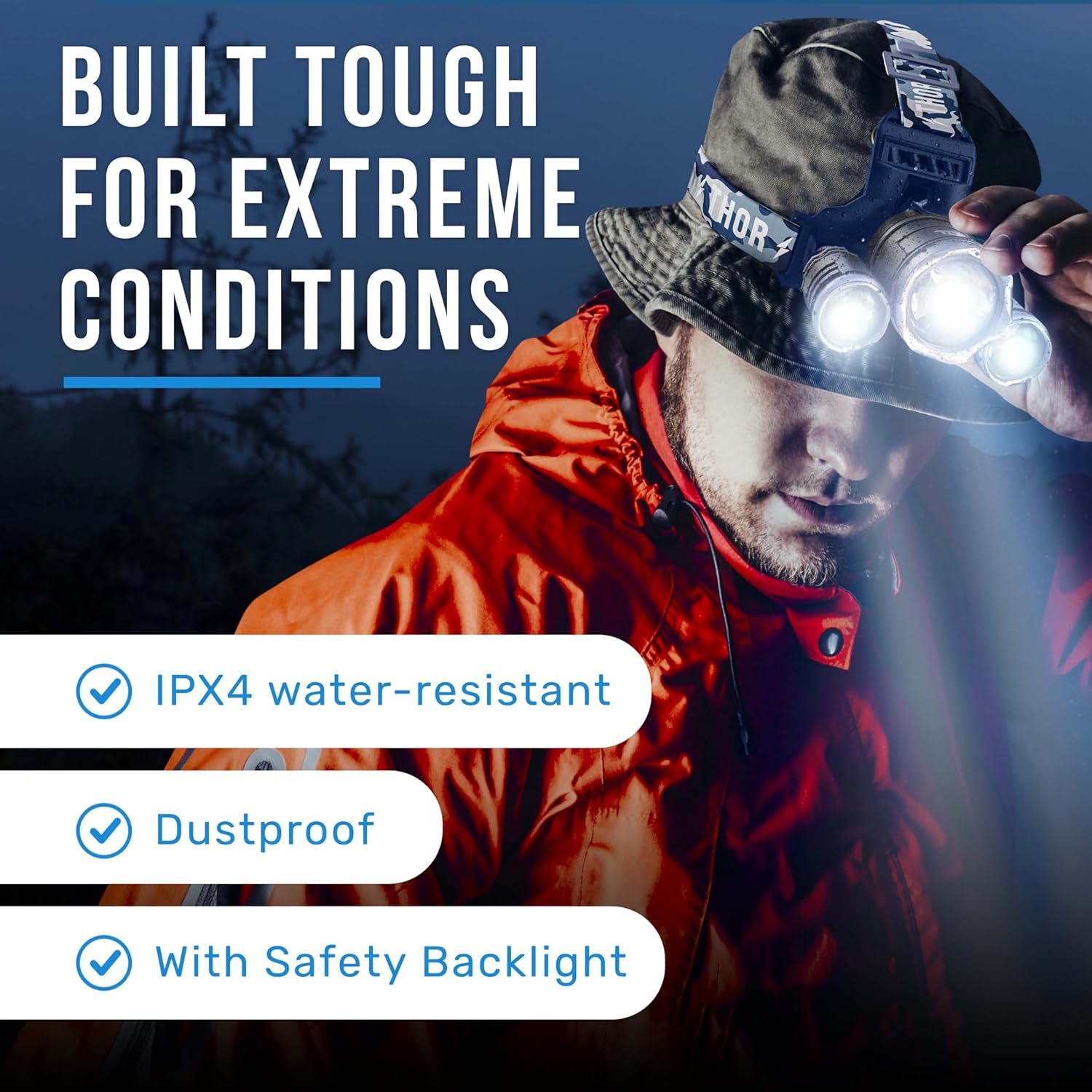 Professional LED Headlamp for Camping Hunting - TDC 1080 Lumens Headlight