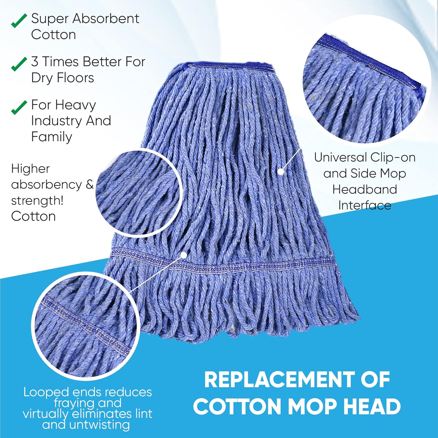 20oz Heavy Duty Replacement Mop Heads for iDeaology - 4-Pack