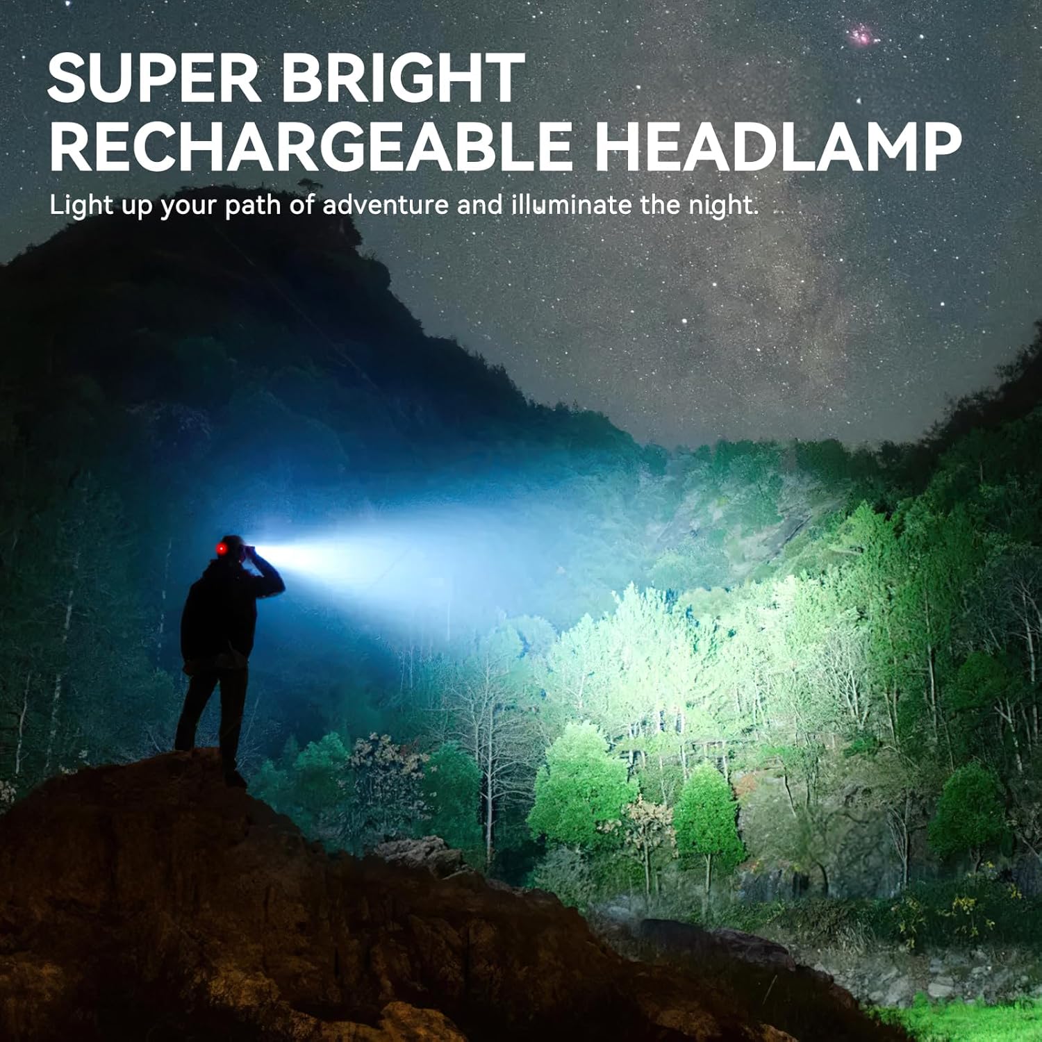 WdtPro Dual Rechargeable Headlamp with 3 Modes and 90 Adjustment