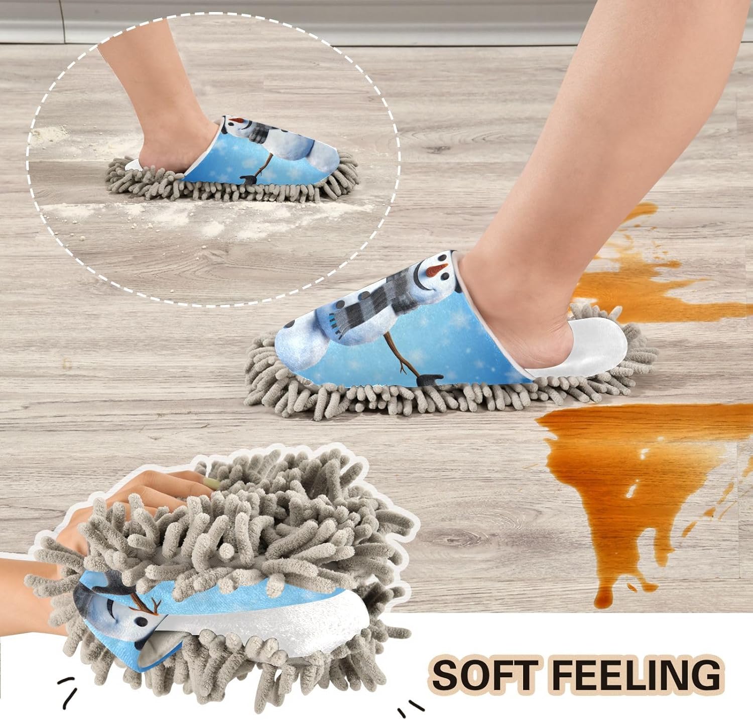 Cozy Snowman Mop Slippers for Office Home
