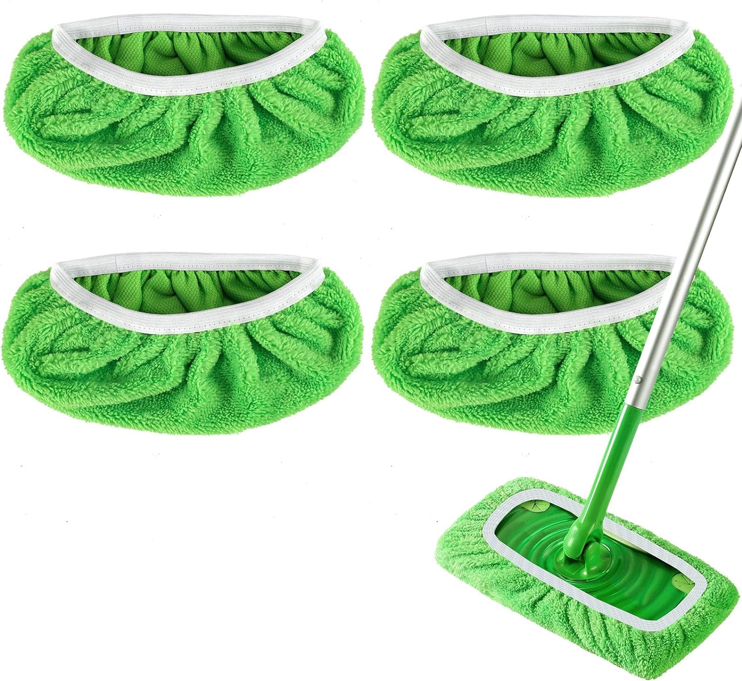Yicotira Reusable Microfiber Mop Pads 4 Pack for Swiffer Sweeper