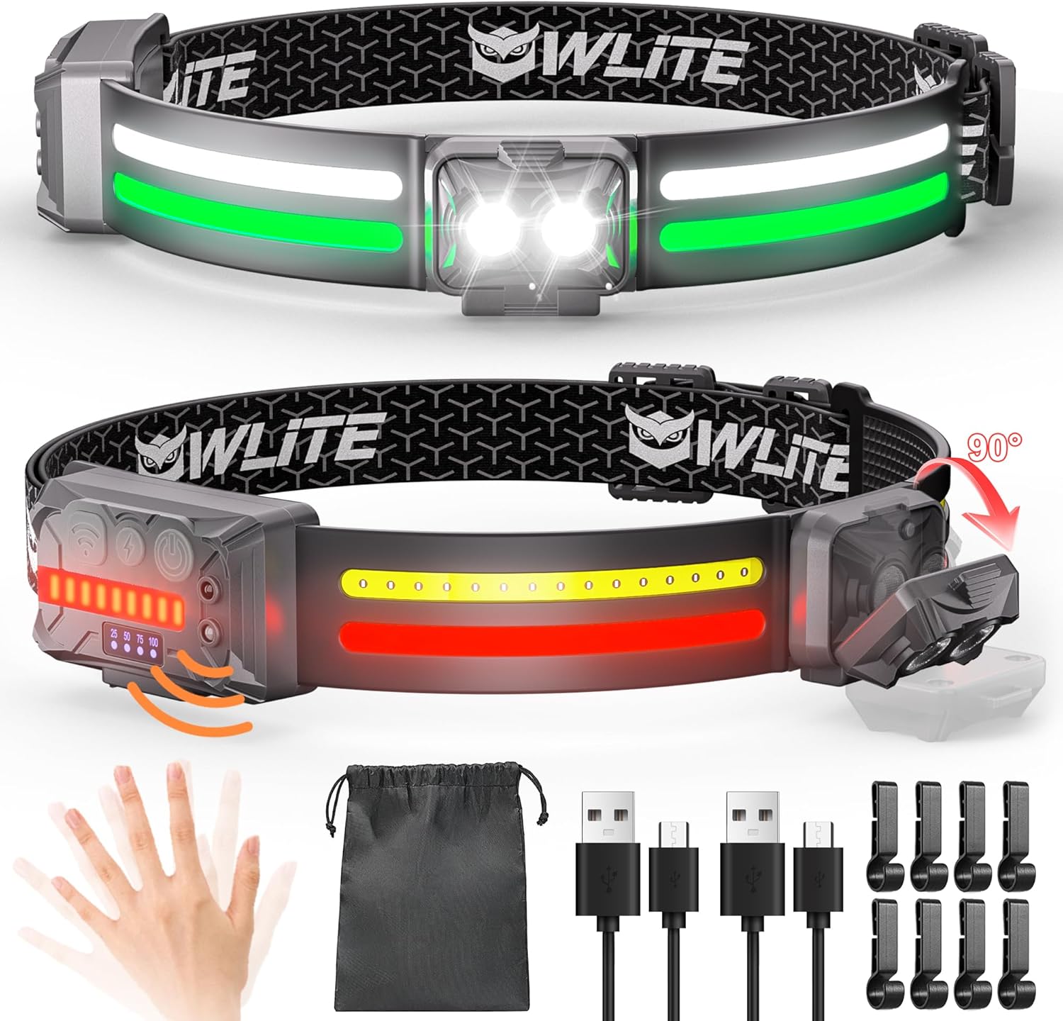 2-Pack Rechargeable LED Headlamp