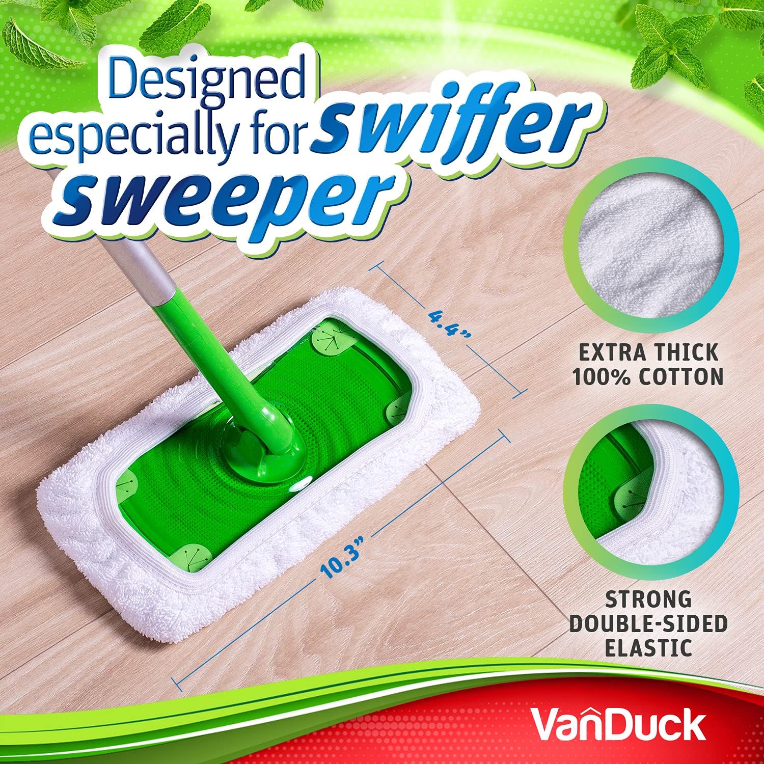 Reusable 100 Cotton Mop Pads VanDuck