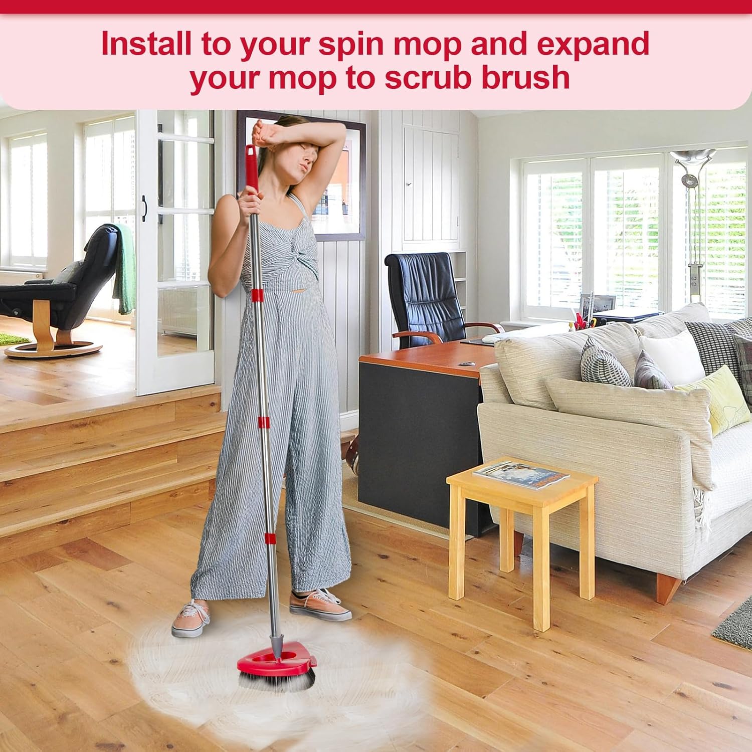 Perfect Scrub Brush for Bathroom Kitchen with Easy Mop Head Base