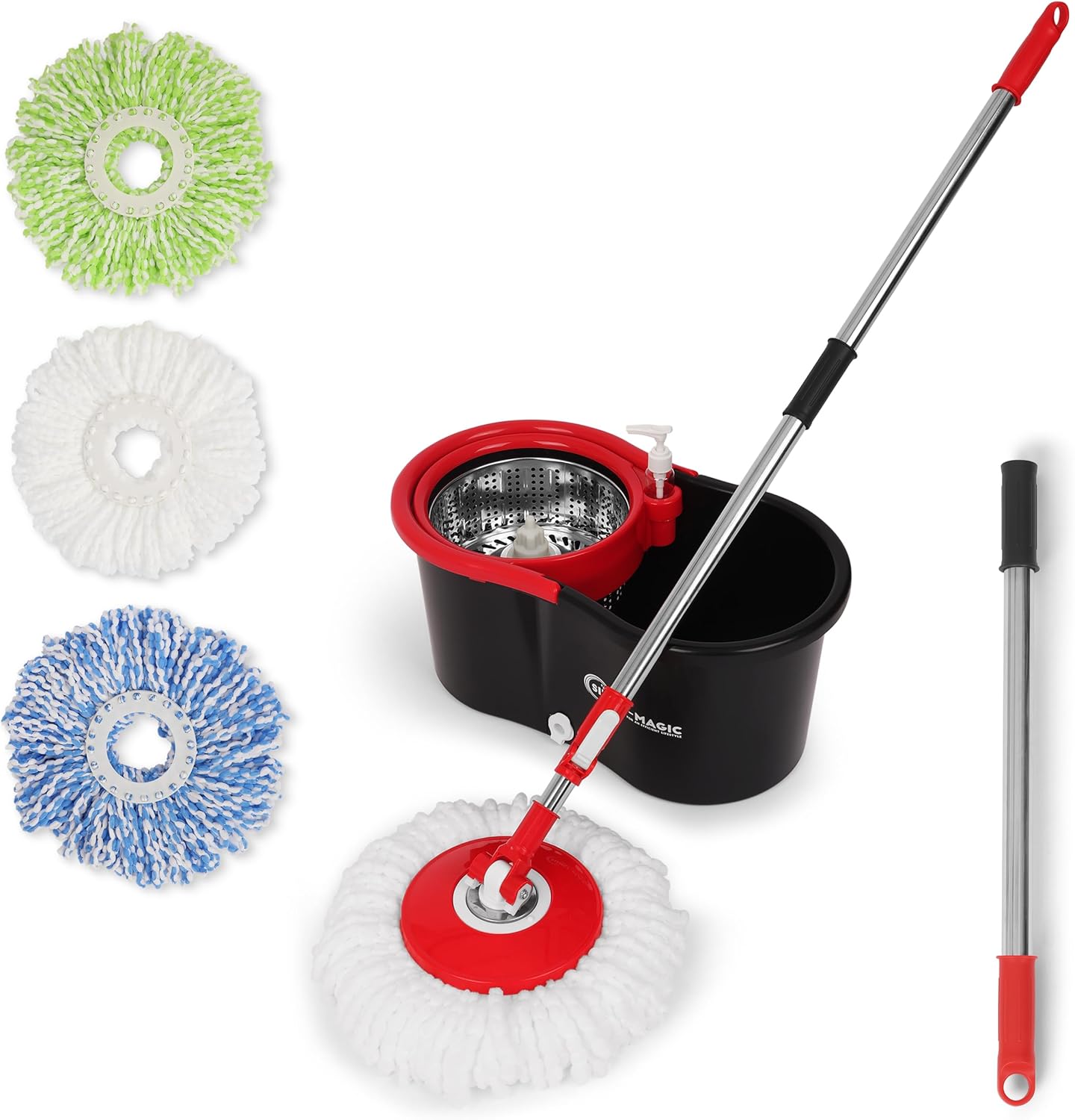 Simpli-Magic Multi-Functional 360 Spin Mop w Microfiber Heads