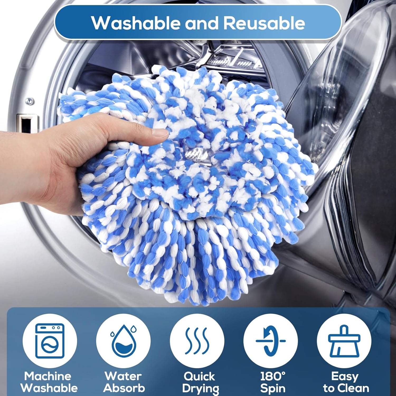 RinseClean Spin Mop Replacement Head 4-Pack